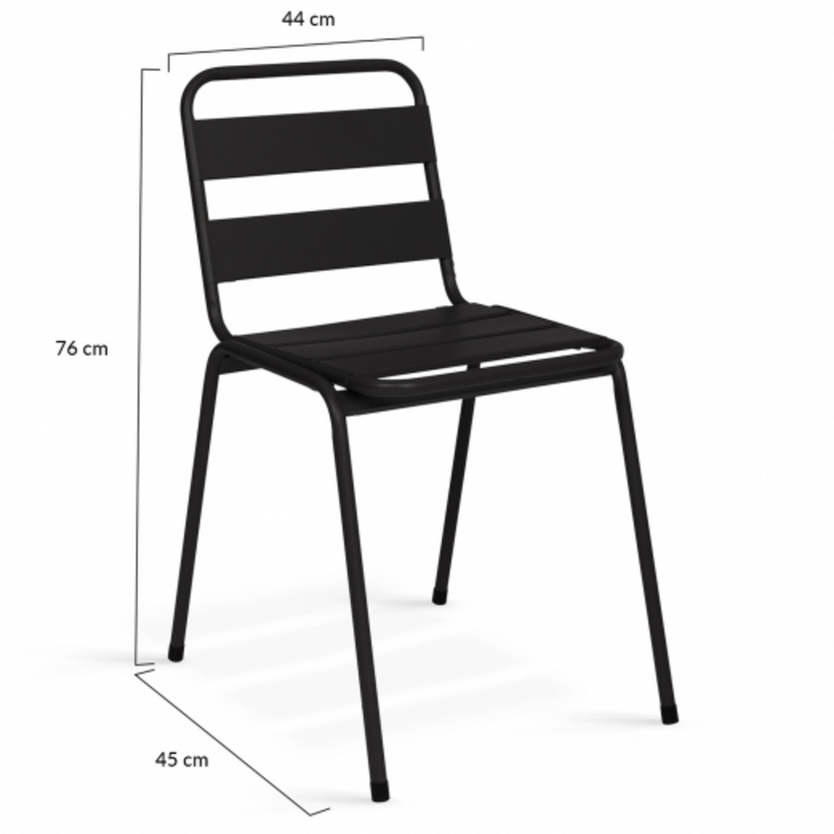 ID MARKET Lot de 6 chaises de jardin VALENCIA en acier mix color gris anthracite, noir et bleu