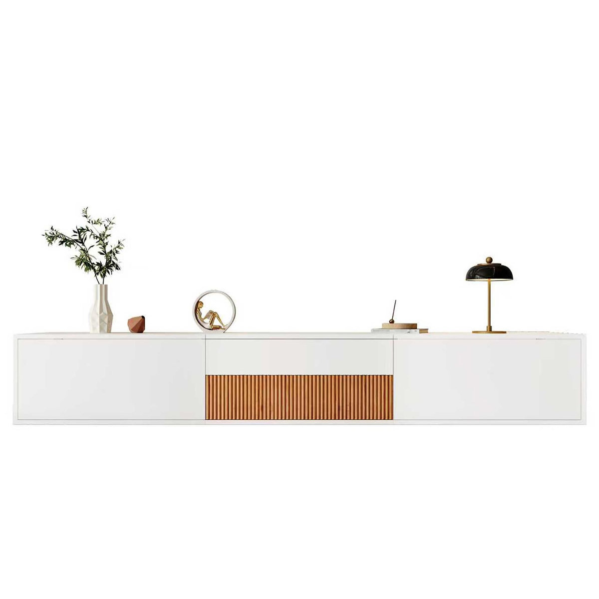 MERAX Meuble tv blanc 180 cm panneau de particules