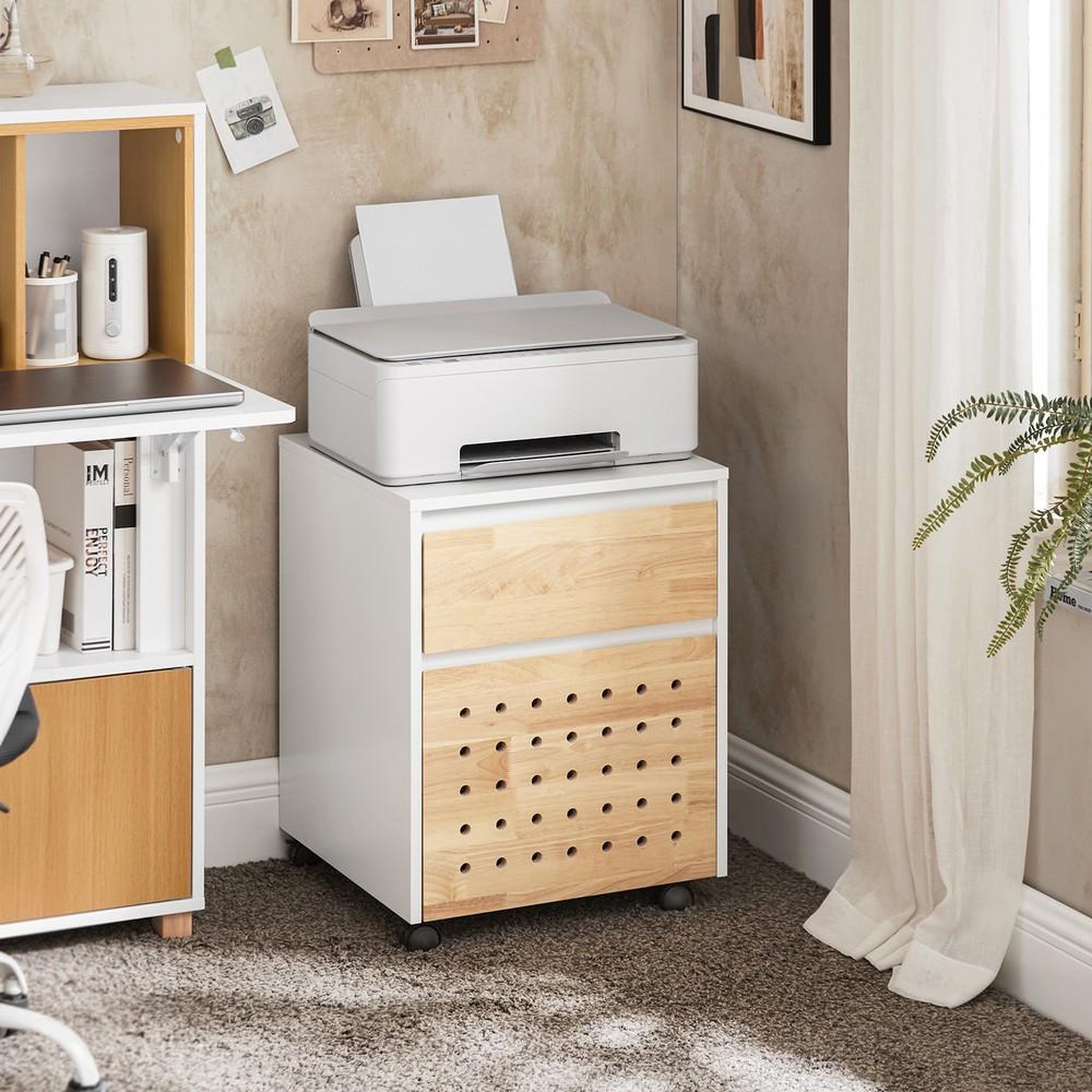 Voir la diapositive 2 : SOBUY SoBuy - Caisson De Bureau à deux tiroirs - Blanc - 45x45x59cm - Nordique - ASK06-NW