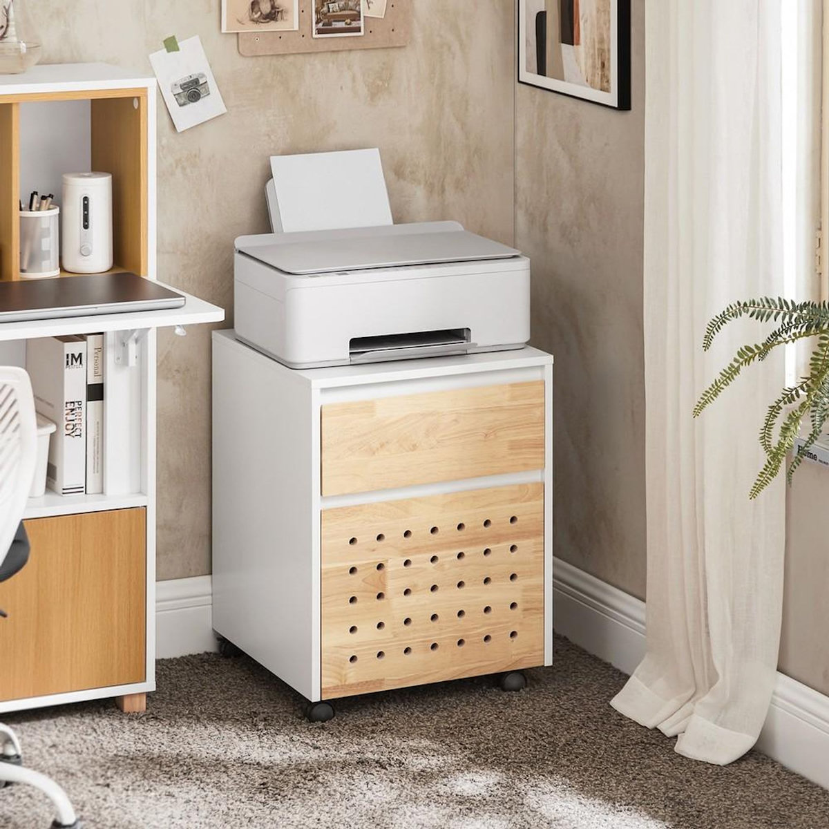 SOBUY SoBuy - Caisson De Bureau à deux tiroirs - Blanc - 45x45x59cm - Nordique - ASK06-NW