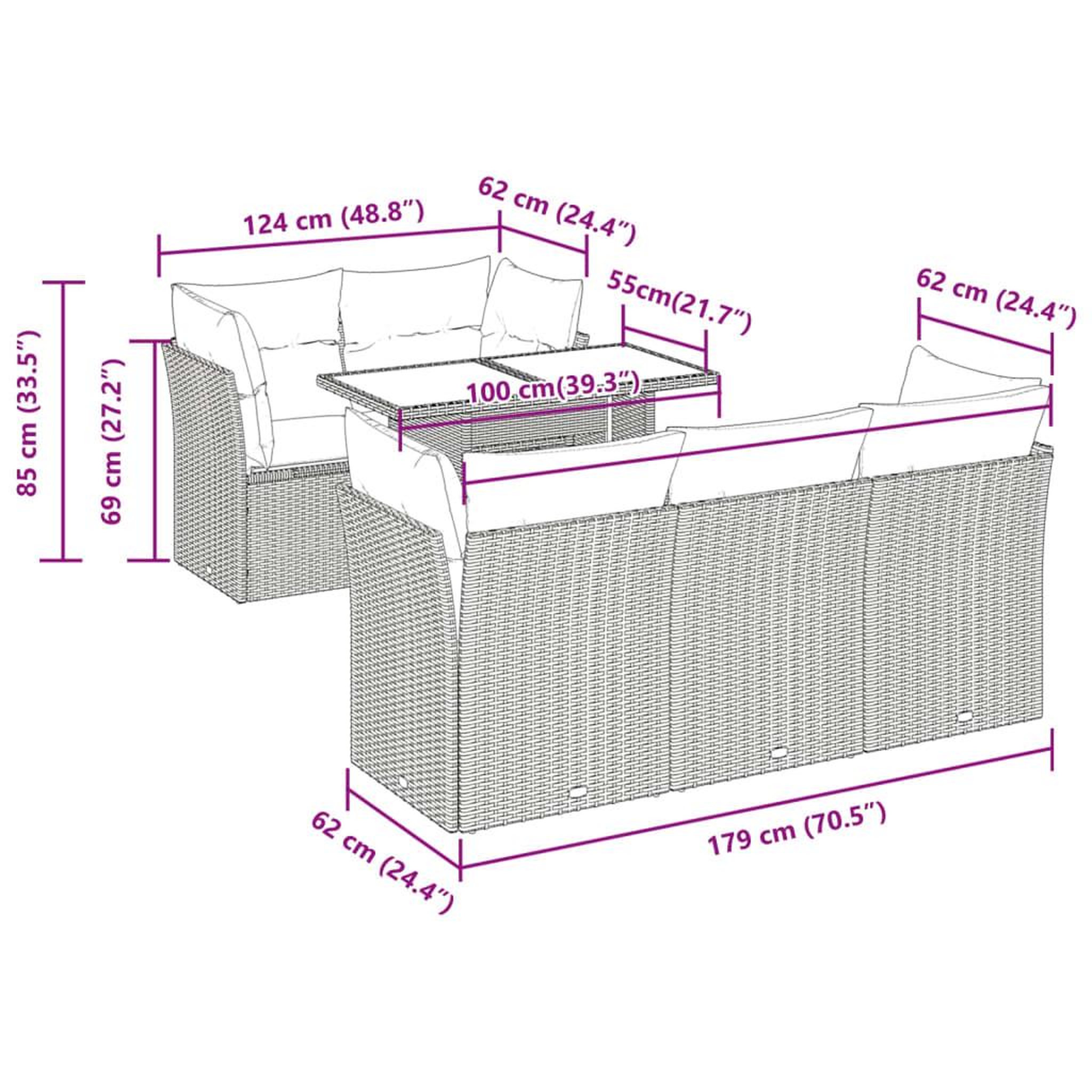 Voir la diapositive 6 : VIDAXL Salon de jardin 6 pcs avec coussins gris clair resine tressee