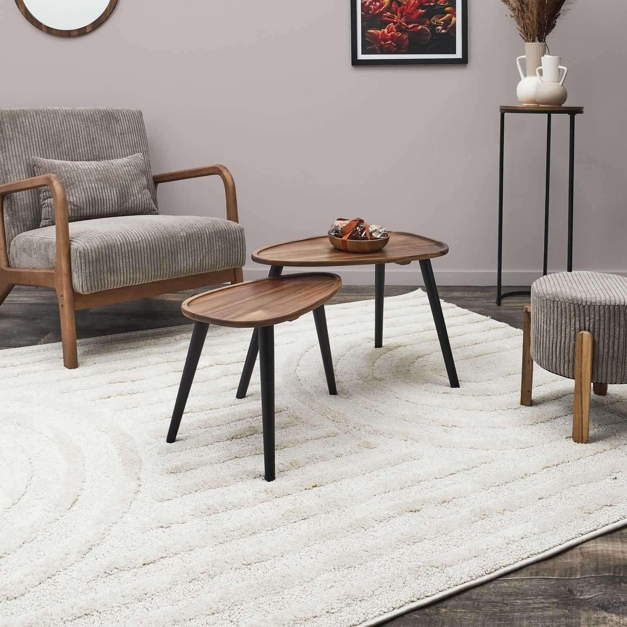 Voir la diapositive 2 : The Home Deco Factory Lot de 2 tables gigognes en acacia visby - marron et noir