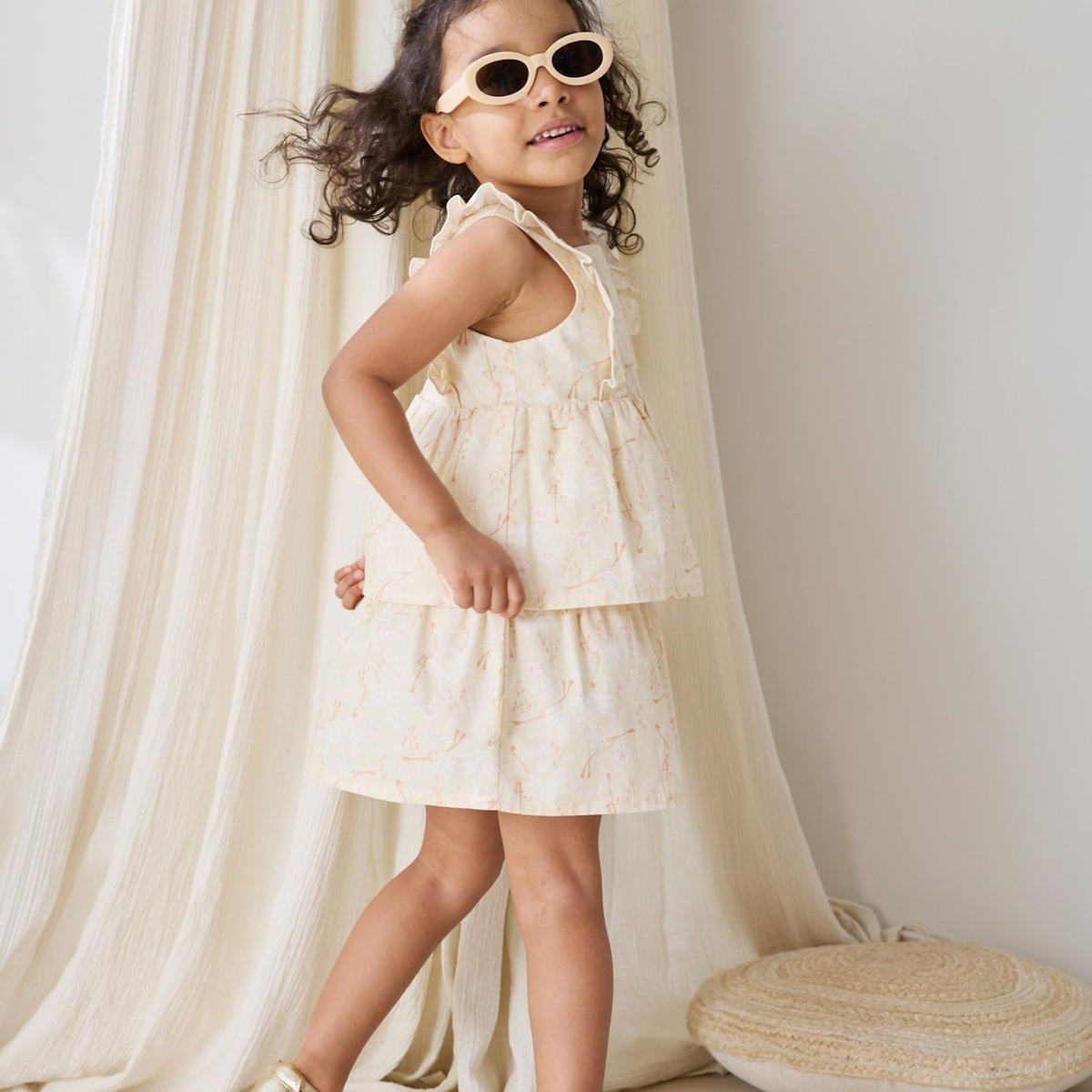 Petit Béguin Robe enfant en popeline Poésie d'été