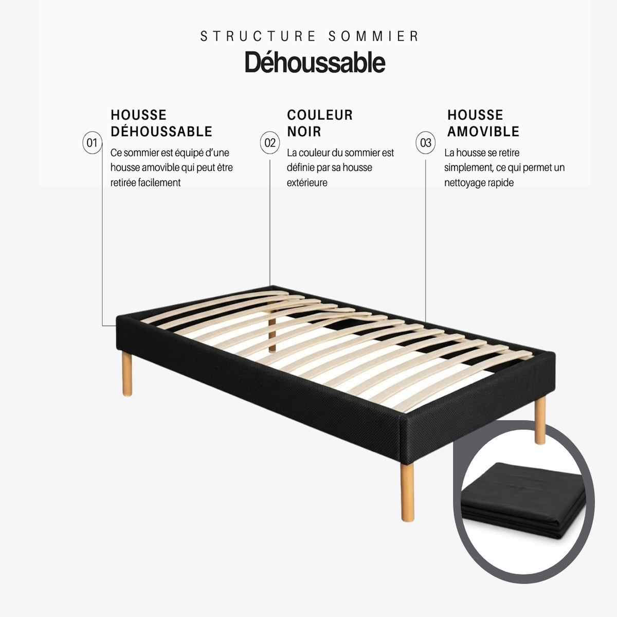 PROVENCE LITERIE Ensemble Sommier Tapissier et Matelas Soutien Ferme Mousse