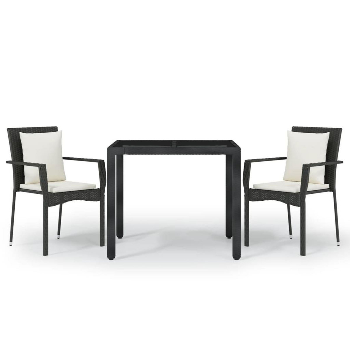 VIDAXL Ensemble a manger de jardin avec coussins 3 pcs Noir