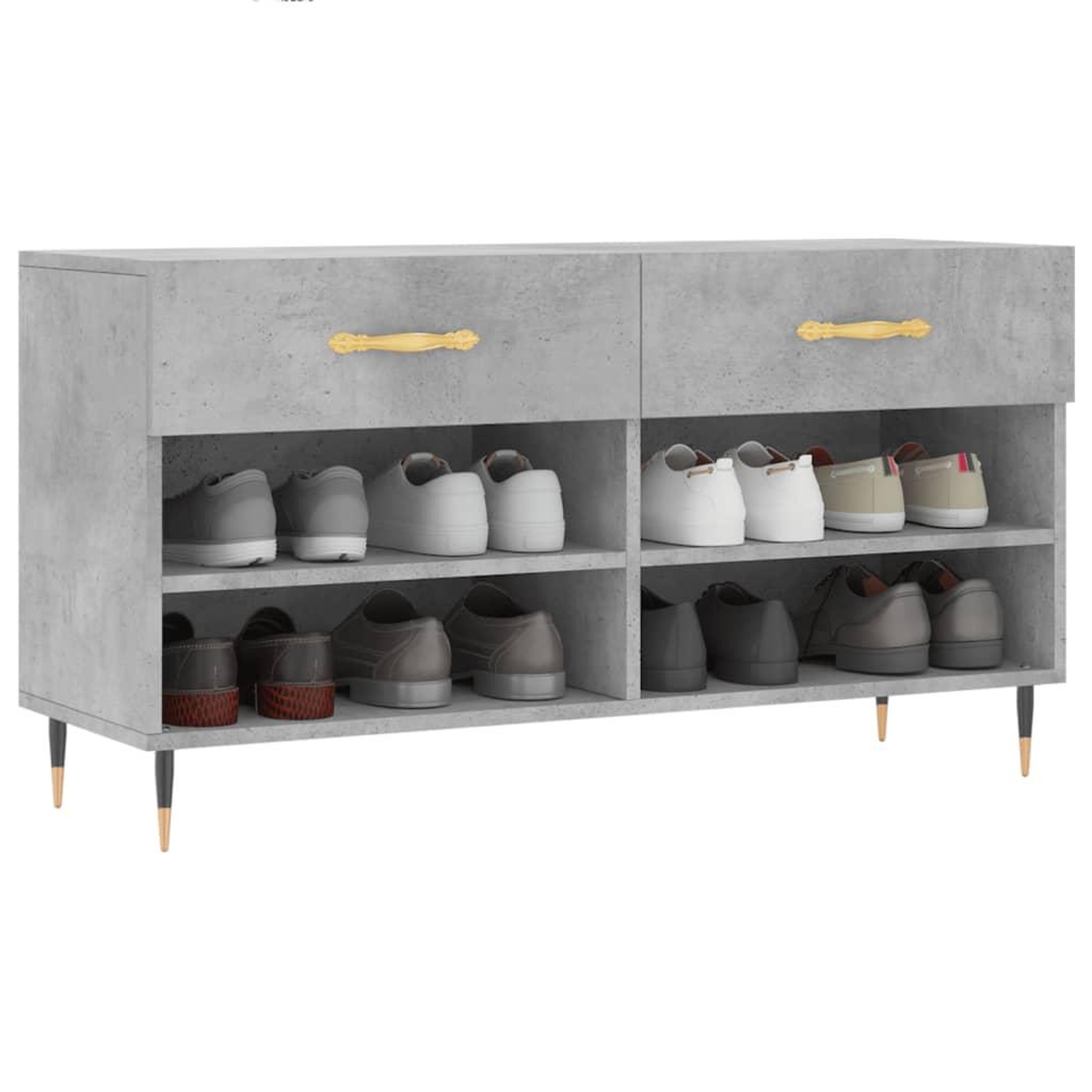 Voir la diapositive 4 : VIDAXL Banc a chaussures gris beton 102x35x55 cm bois d'ingenierie