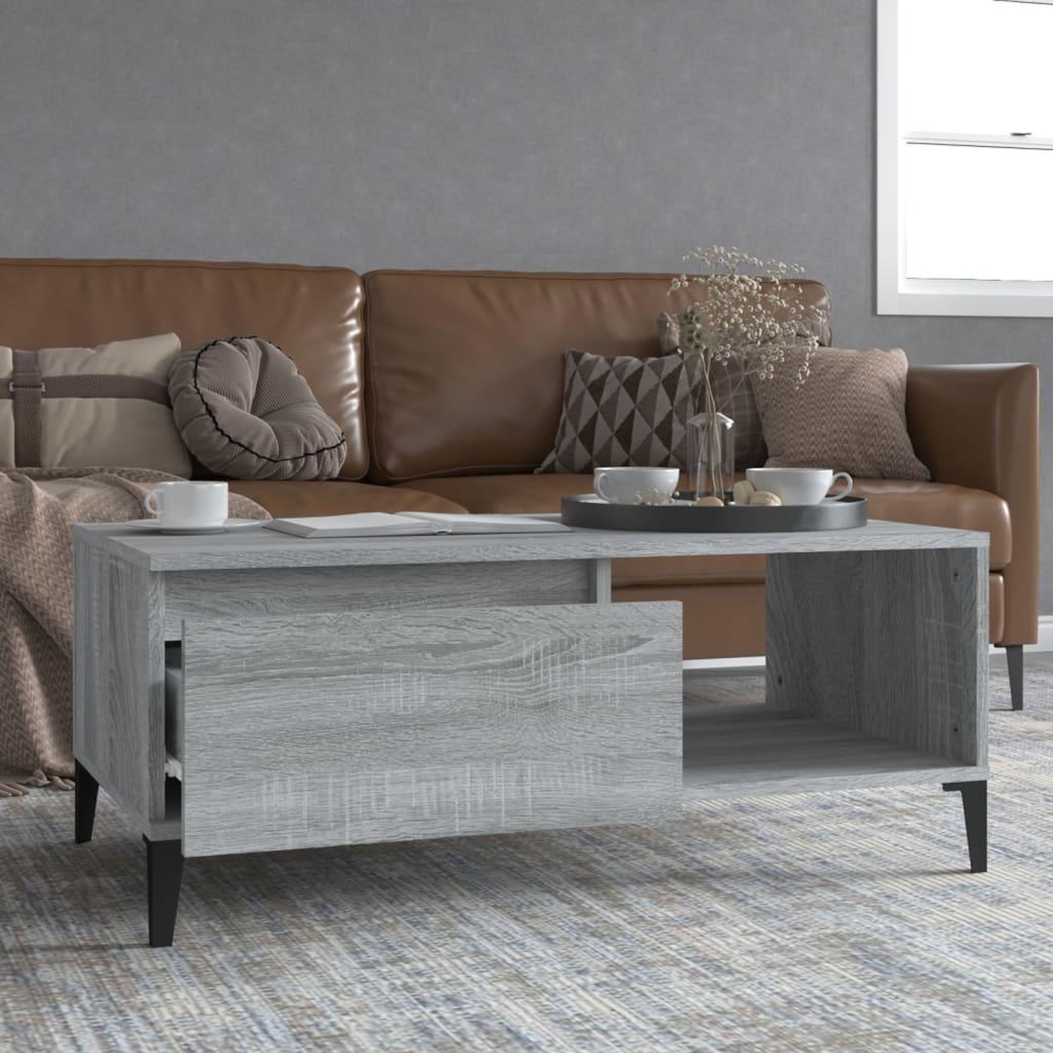 Voir la diapositive 1 : VIDAXL Table basse Sonoma gris 90x50x36,5 cm Bois d'ingenierie