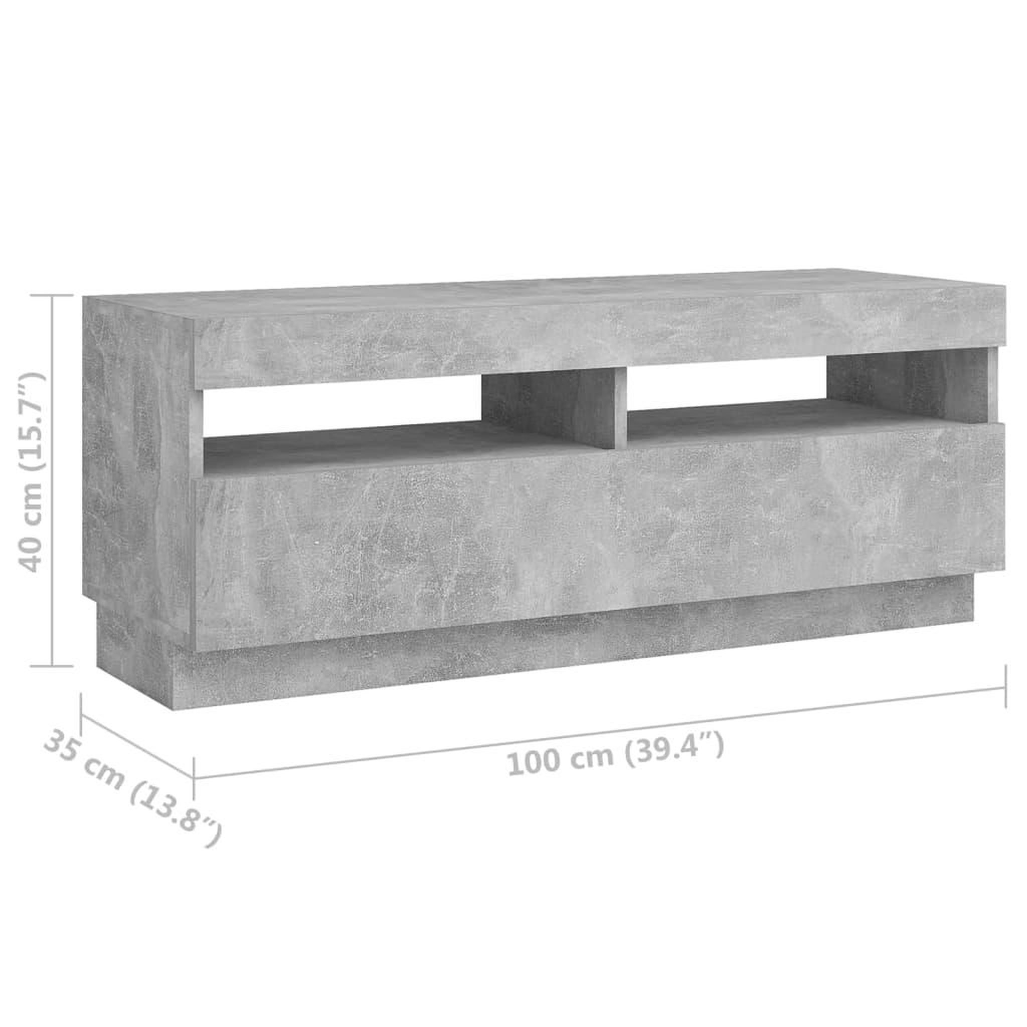 Voir la diapositive 6 : VIDAXL Meuble TV avec lumieres LED Gris beton 300x35x40 cm
