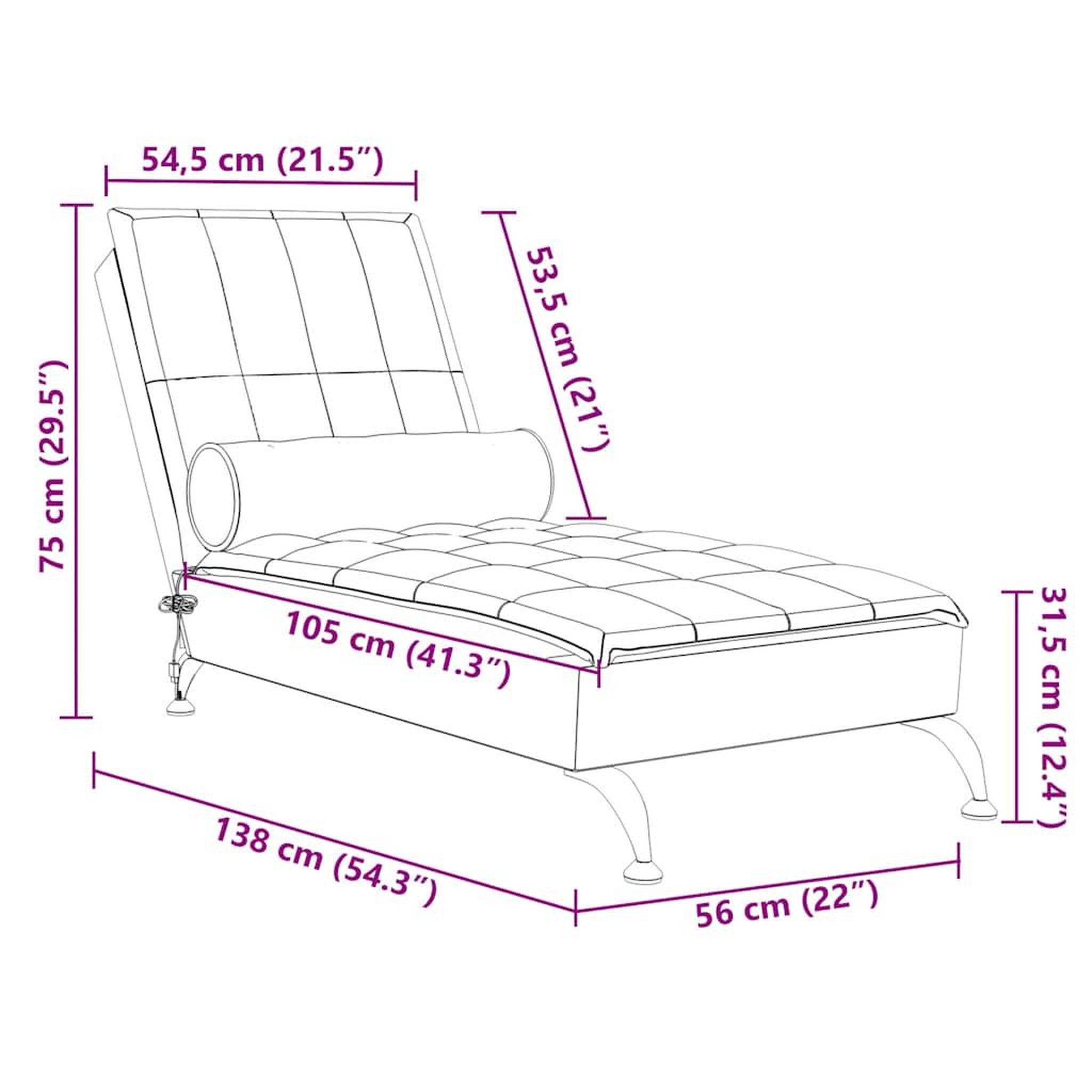 Voir la diapositive 6 : VIDAXL Chaise longue de massage avec traversin noir tissu