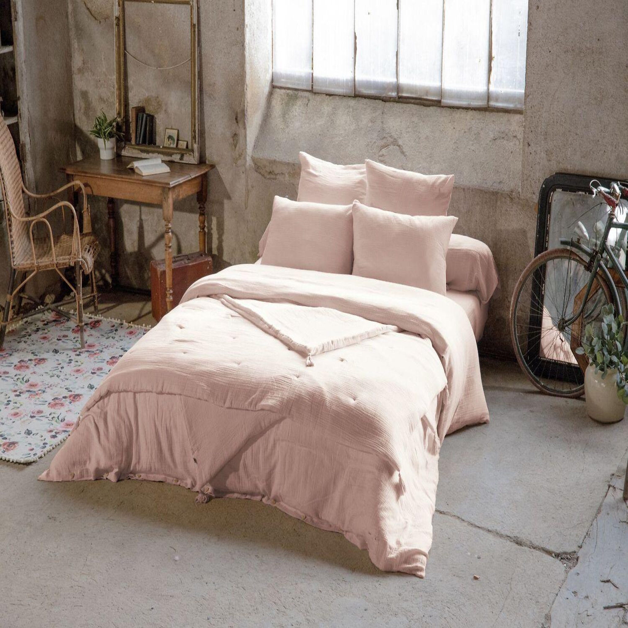 Voir la diapositive 2 : Home collection Taie d'oreiller 100% gaze de coton