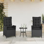 Voir la diapositive 1 : VIDAXL Chaises inclinables de jardin lot de 2 et coussins noir rotin