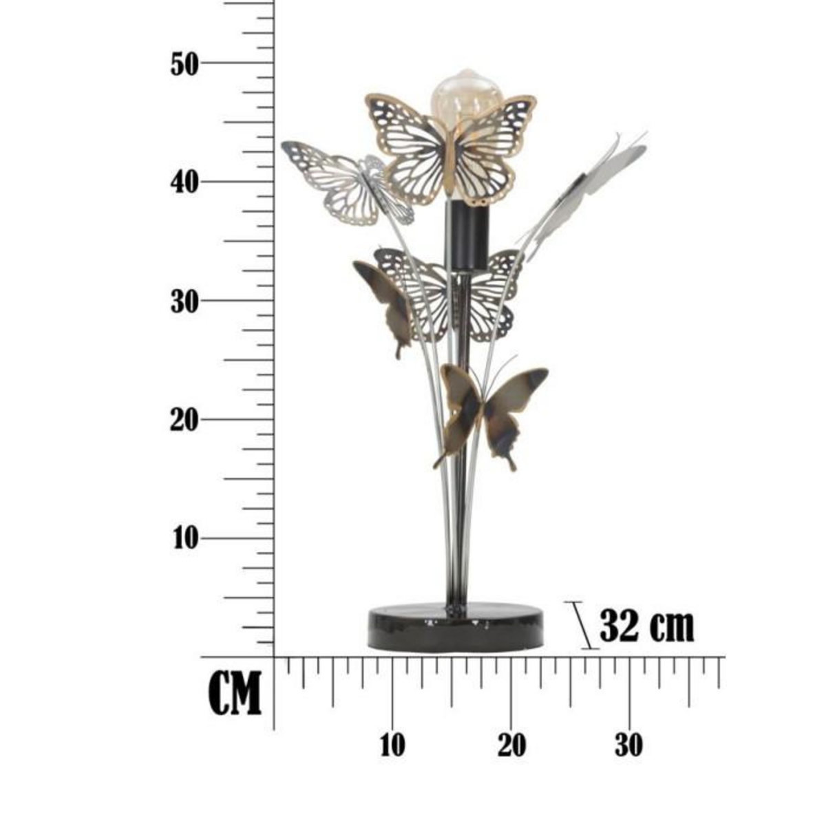 Paris Prix Lampe à Poser en Métal  Papillons  47cm Multicolore