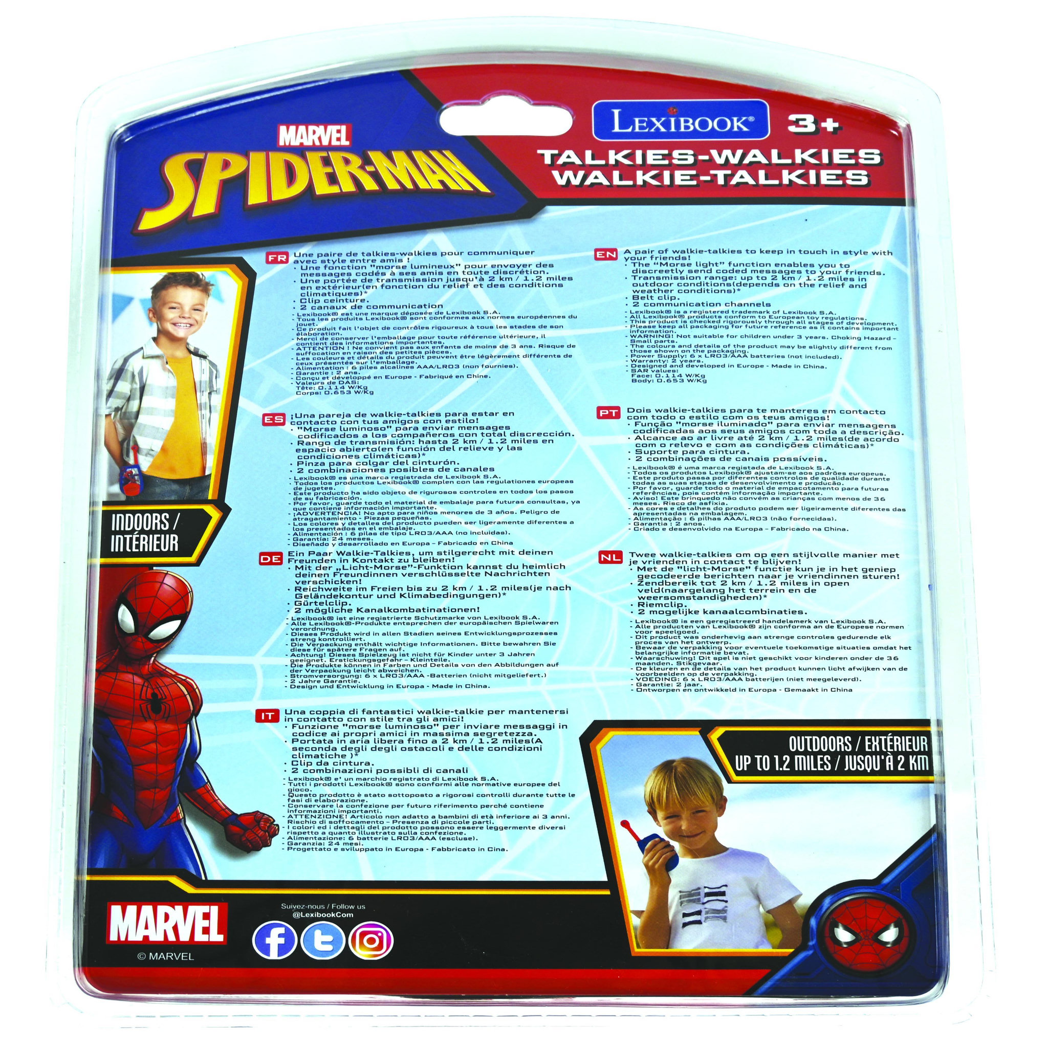 Voir la diapositive 6 : Lexibook Talkie-Walkies Spiderman portée 2km fonction morse
