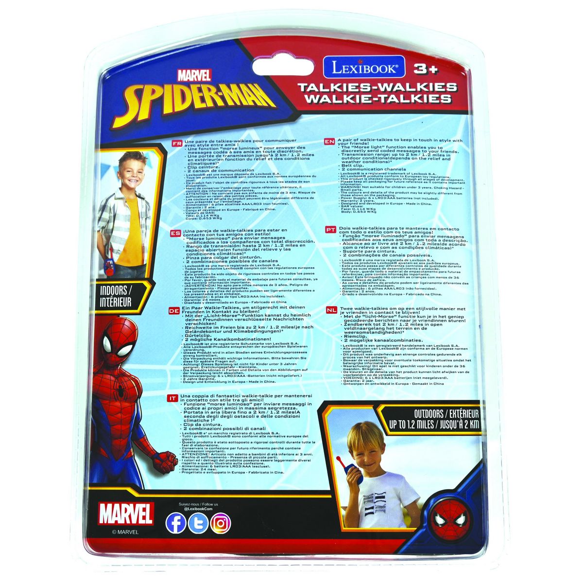 Lexibook Talkie-Walkies Spiderman portée 2km fonction morse