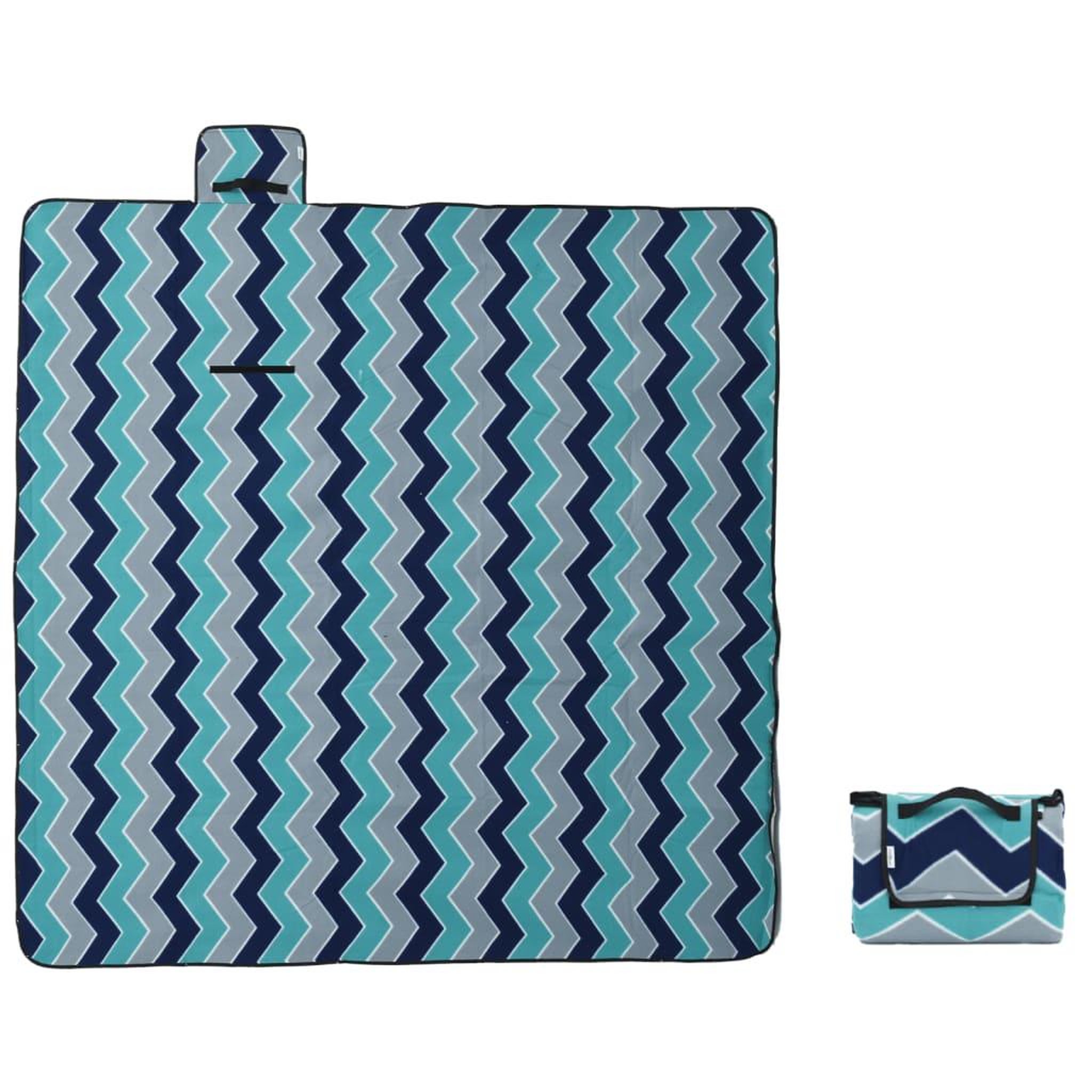 Voir la diapositive 3 : VIDAXL Couverture de pique-nique pliable vague bleue 200x200cm velours