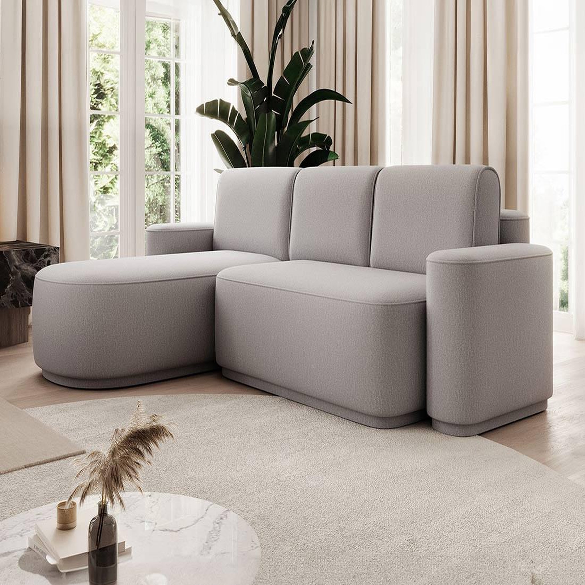Voir la diapositive 6 : BEST MOBILIER Sam - canapé d'angle gauche 4 places convertible avec coffre en tissu