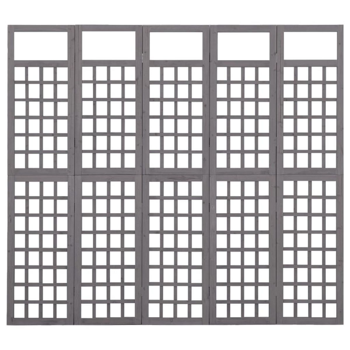 VIDAXL Cloison de separation a 5 panneaux Bois de pin Gris 201,5x180cm