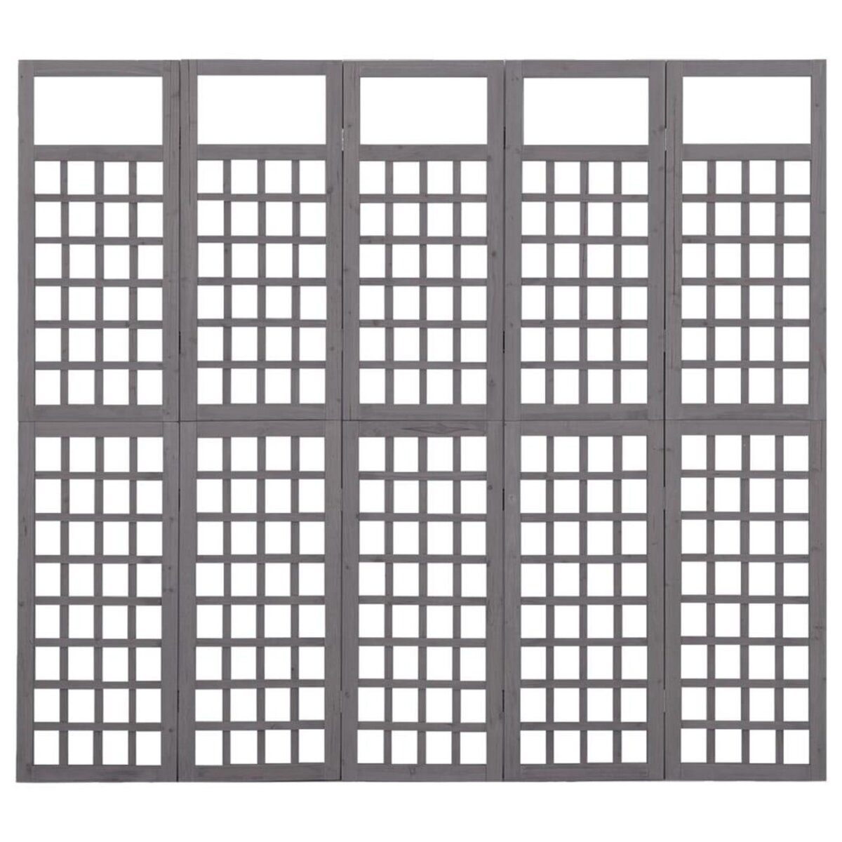 VIDAXL Cloison de separation a 5 panneaux Bois de pin Gris 201,5x180cm