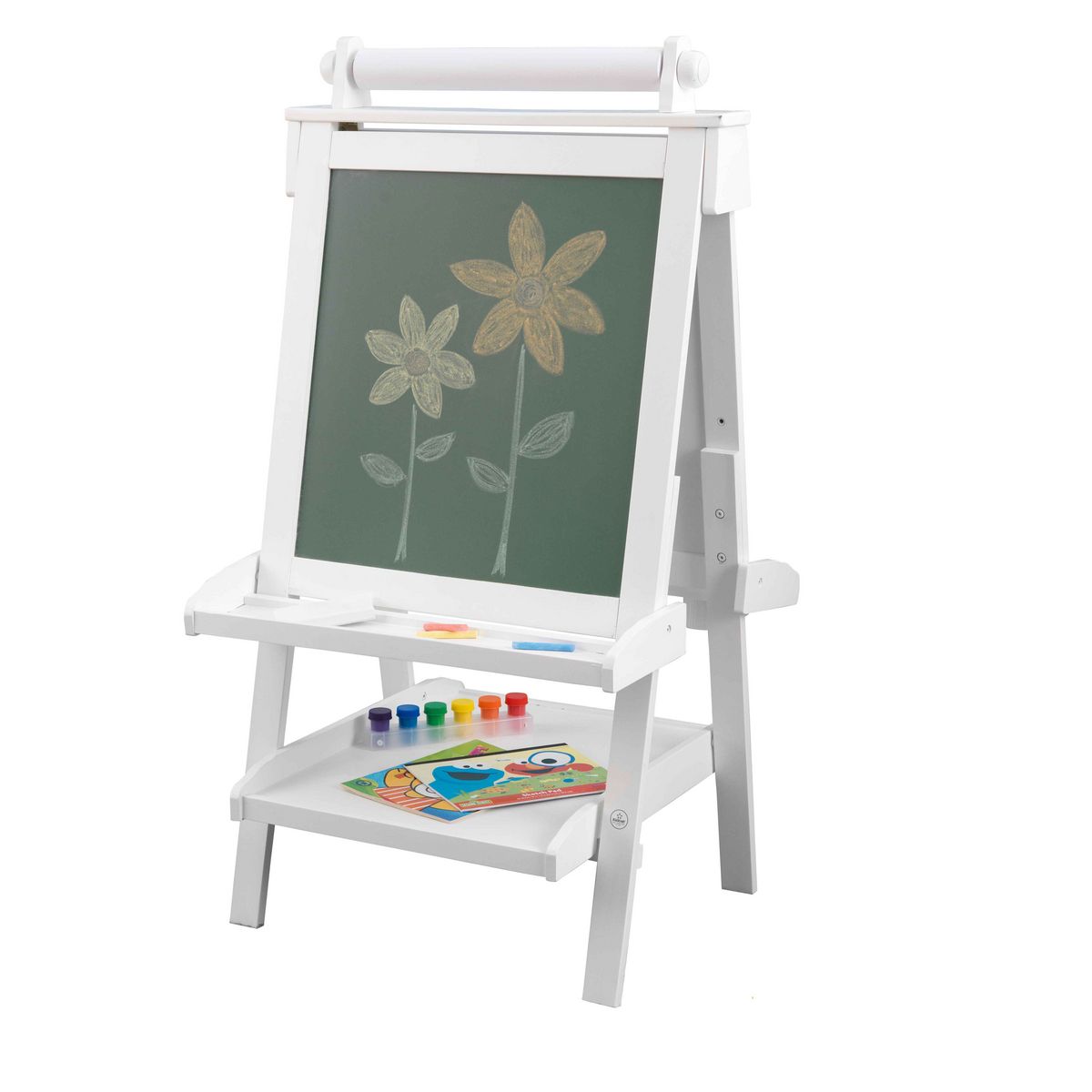Kidkraft Tableau blanc / noir 2 en 1 sur chevalet + rouleau de papier et accessoires