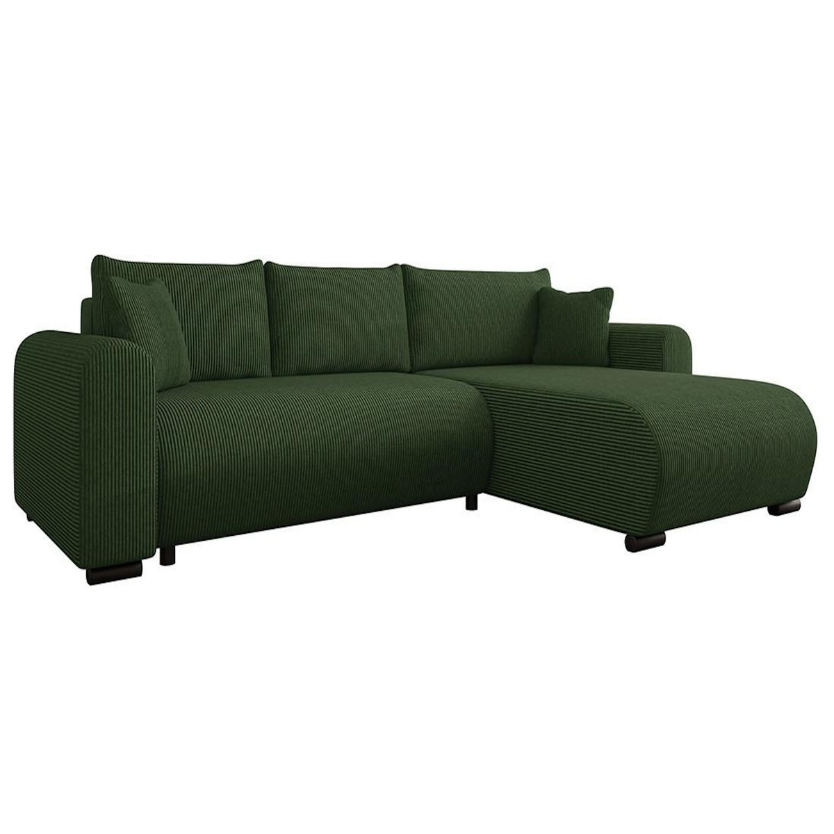 BEST MOBILIER Rosalie - canapé d'angle réversible 4 places convertible avec coffre en velours côtelé