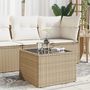 Voir la diapositive 1 : VIDAXL Table de jardin dessus en verre beige 55x55x37cm resine tressee