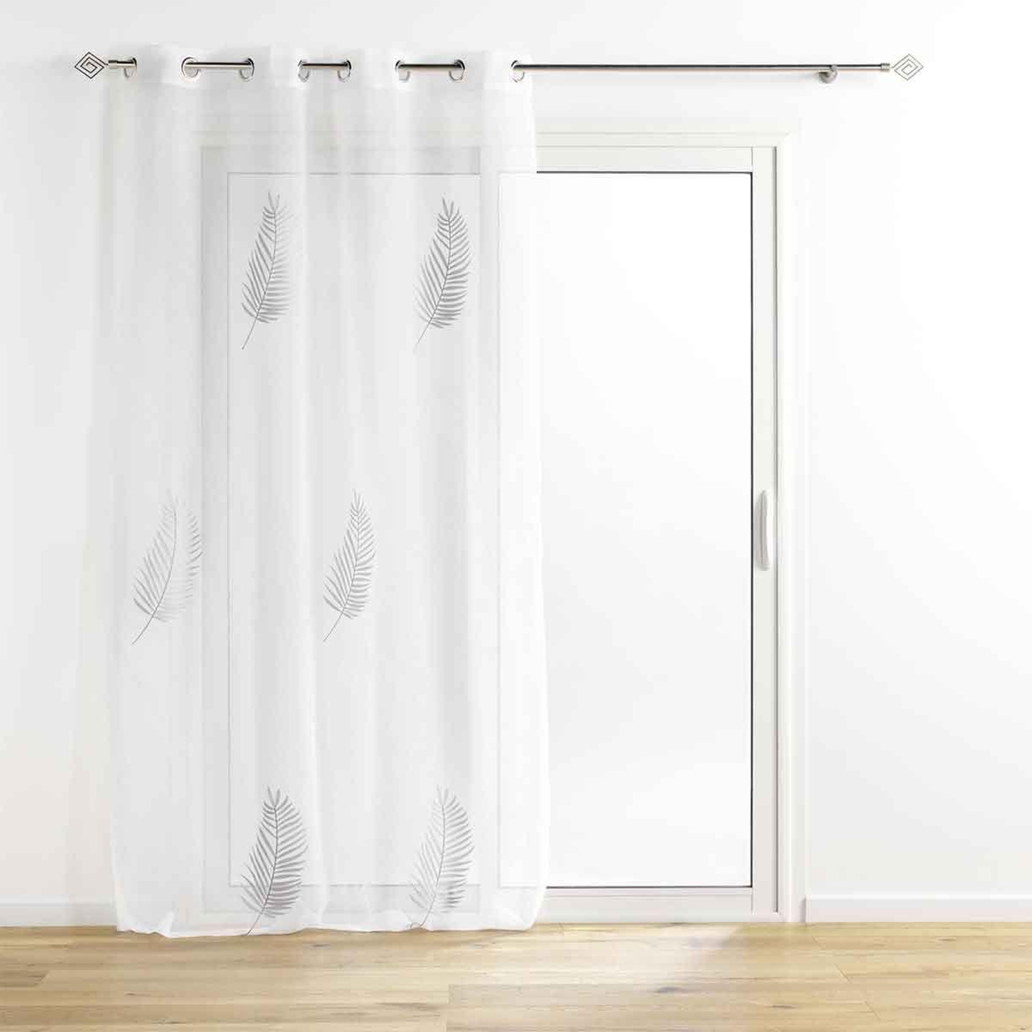 Douceur d'Intérieur Rideau voilage à œillets  palmeor  140x240cm argent