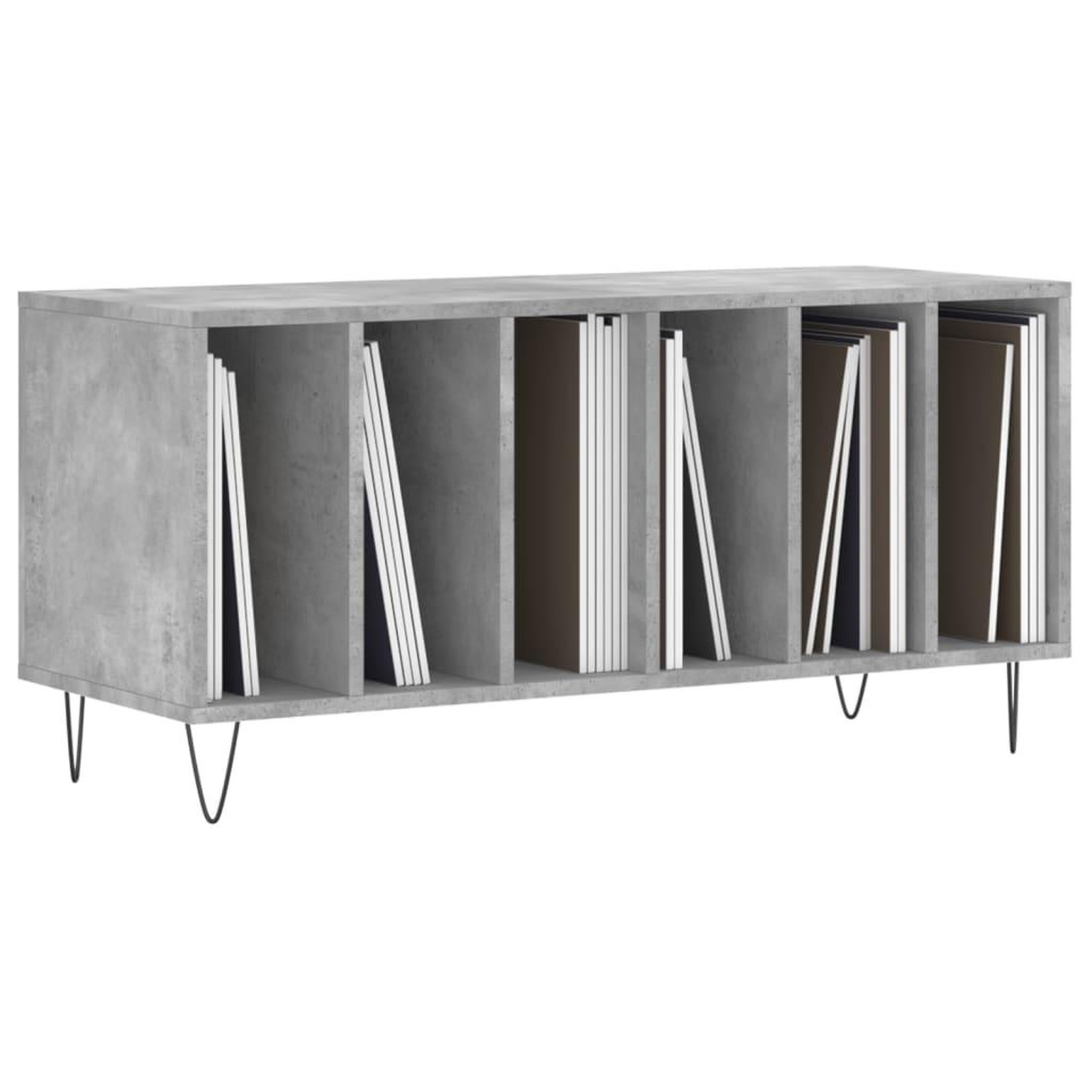 Voir la diapositive 3 : VIDAXL Armoire a disques gris beton 100x38x48 cm bois d'ingenierie