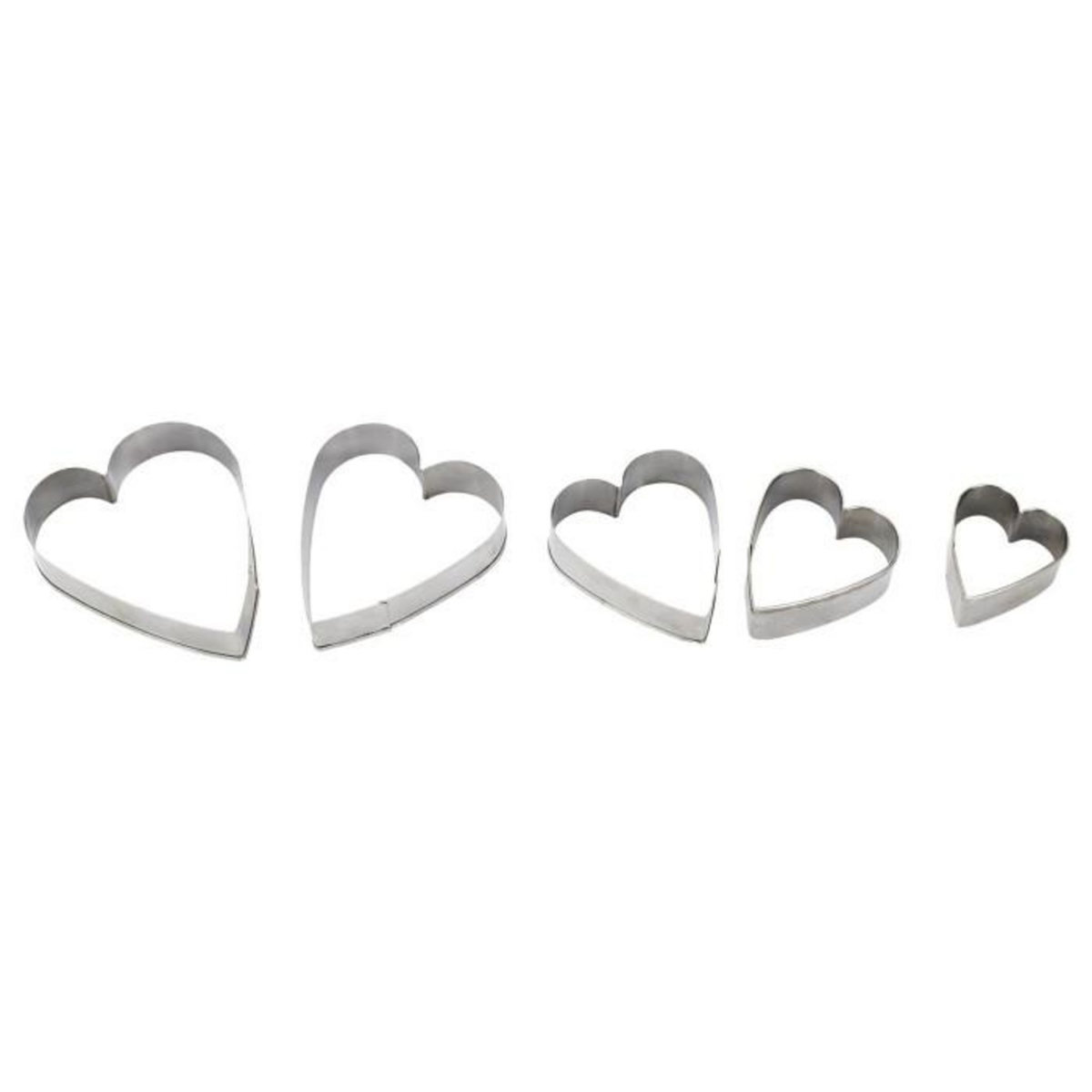 Paris Prix Lot de 5 Emporte-Pièces en Inox  Cœur  9cm Argent
