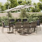 VIDAXL Ensemble a manger de jardin 9pcs et coussins noir et gris