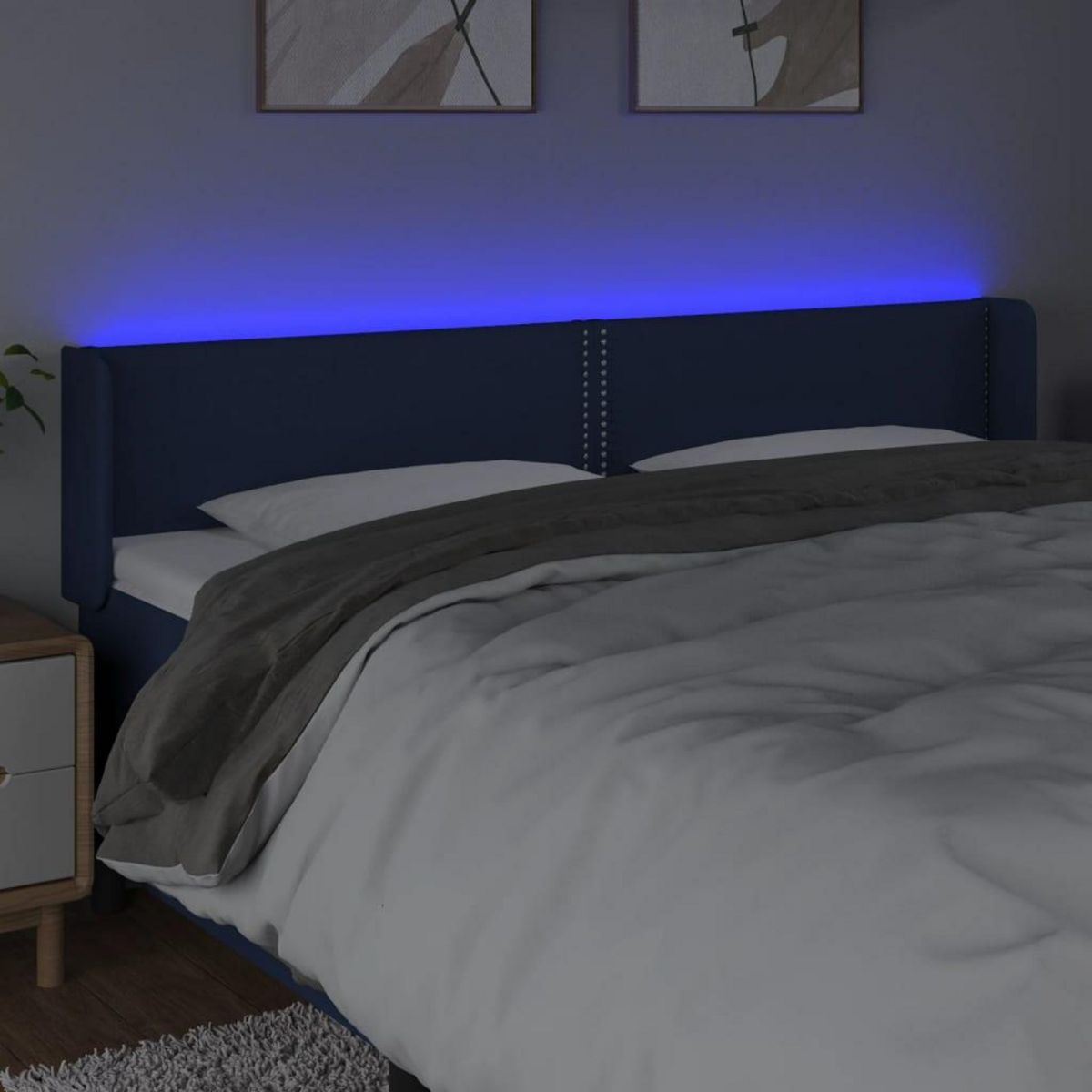 VIDAXL Tete de lit a LED Bleu 163x16x78/88 cm Tissu