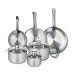 ELO Ensemble de 3 Poêles de cuisson 24, 28 et 32 cm et 3 faitouts 16, 20 et 24 cm Elo Profi Brillant