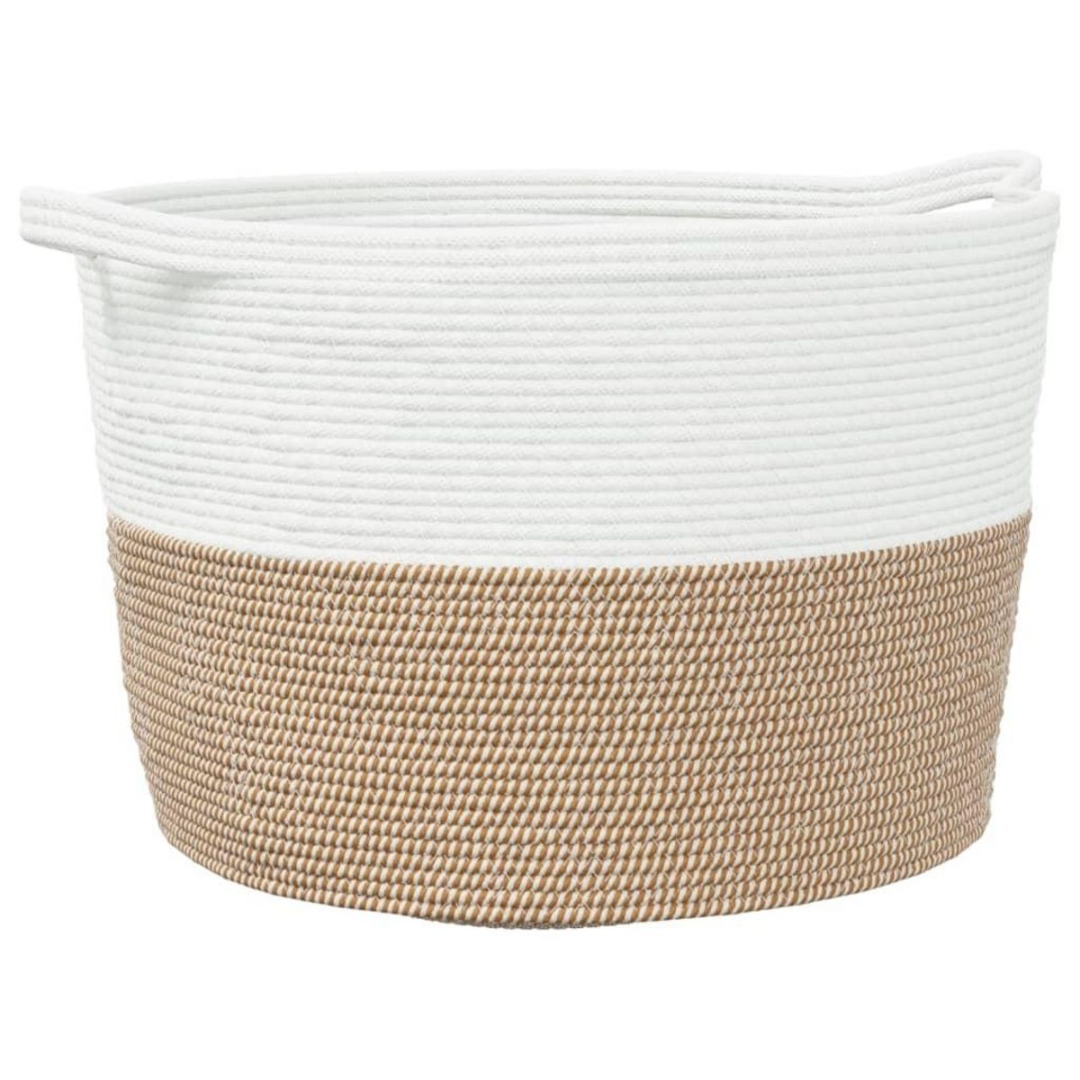 VIDAXL Panier a linge marron et blanc Ø60x36 cm coton