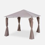 SWEEEK Tonnelle 3x3 m - Elusa - Pergola avec rideaux, tente de jardin, barnum. Coloris disponibles : Beige, Marron, Gris
