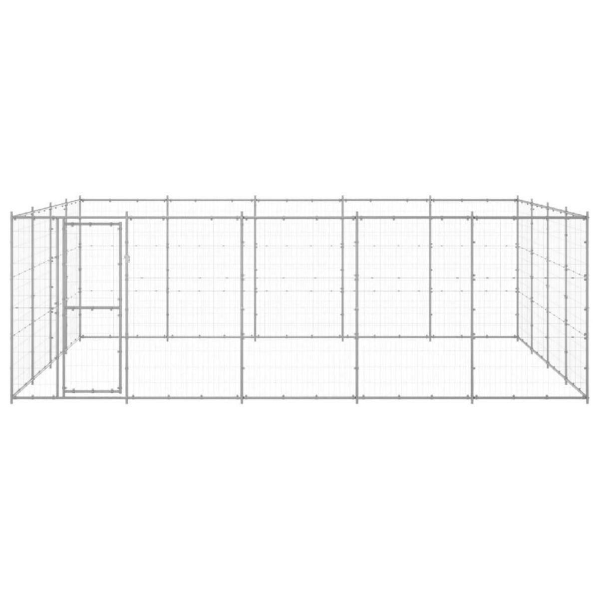 VIDAXL Chenil exterieur Acier galvanise 24,2 m²