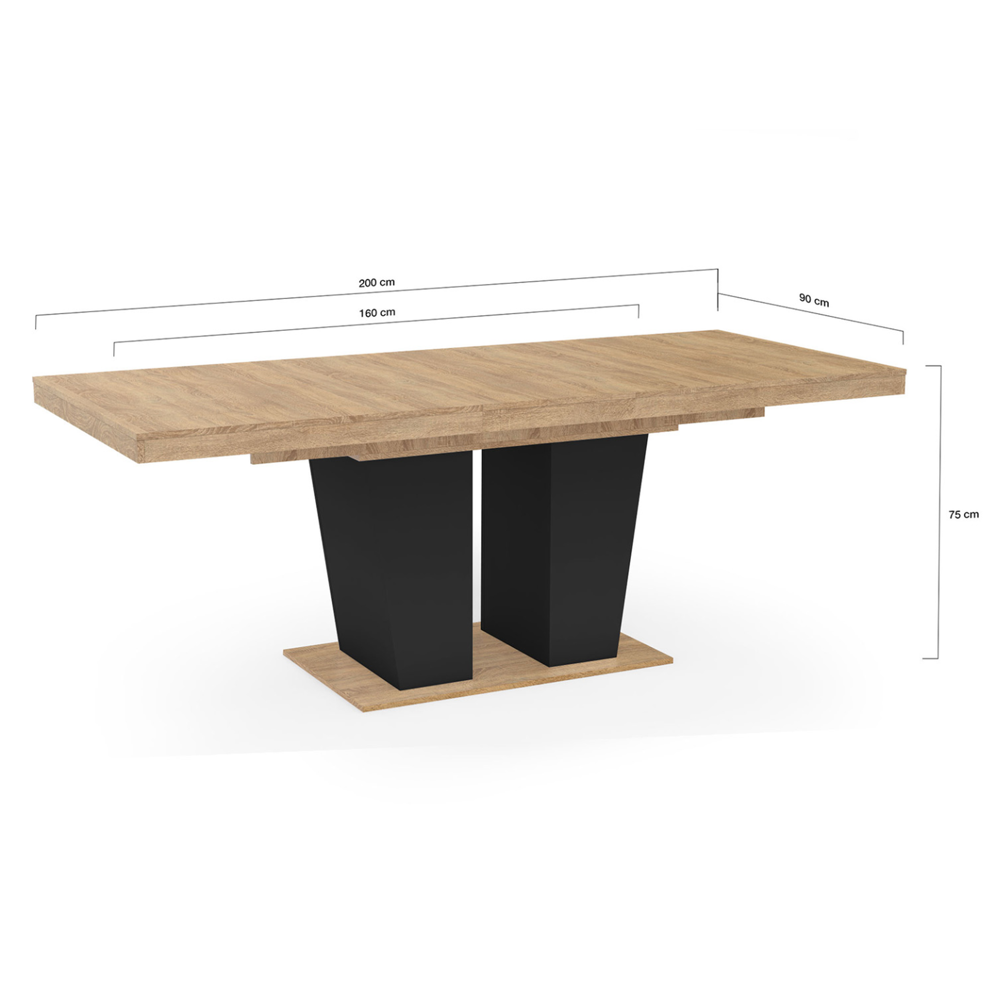 Voir la diapositive 5 : ID MARKET Table à manger extensible rectangle eliad 6-10 personnes bois et noir 160-200 cm