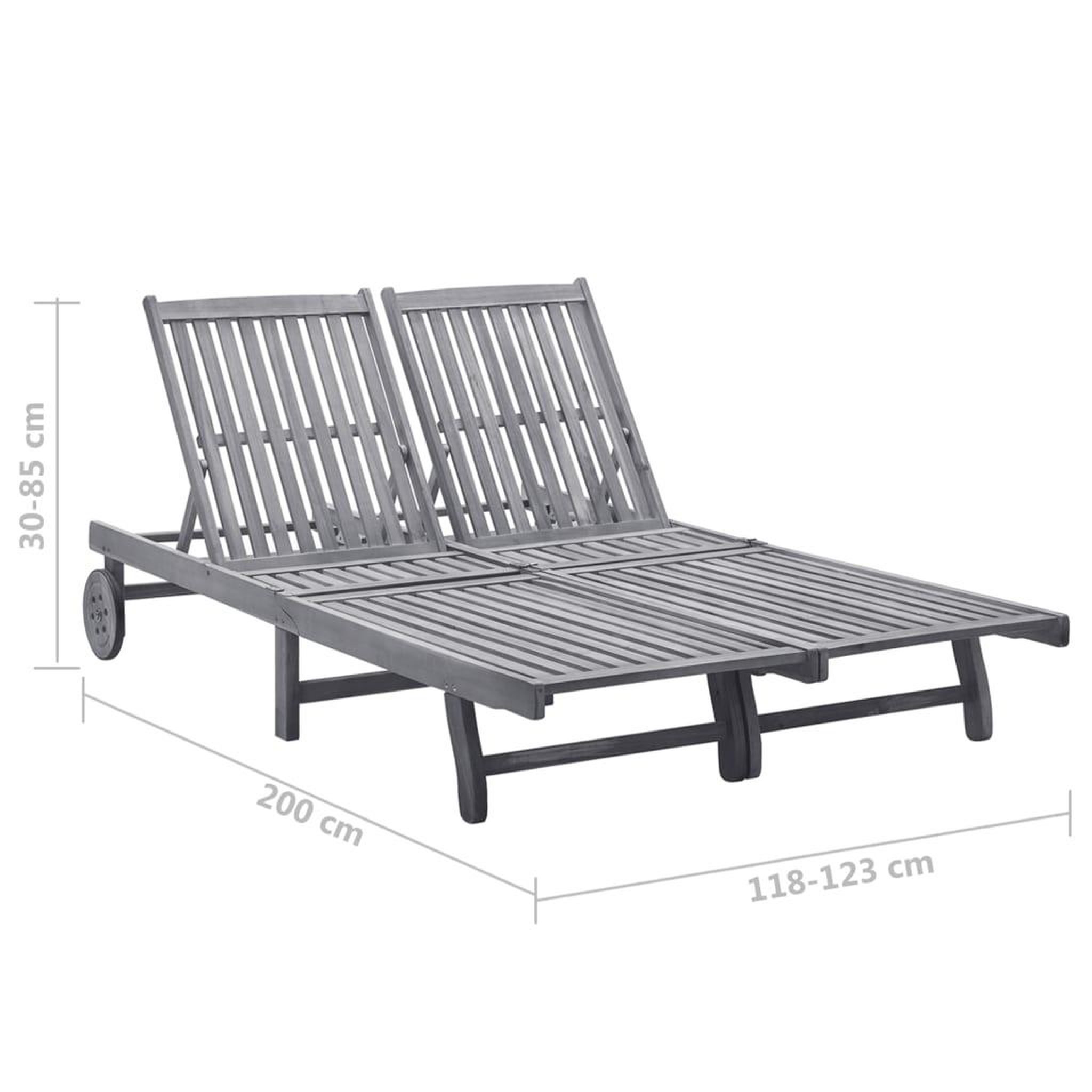 Voir la diapositive 6 : VIDAXL Chaise longue de jardin 2 places avec coussin Gris Acacia