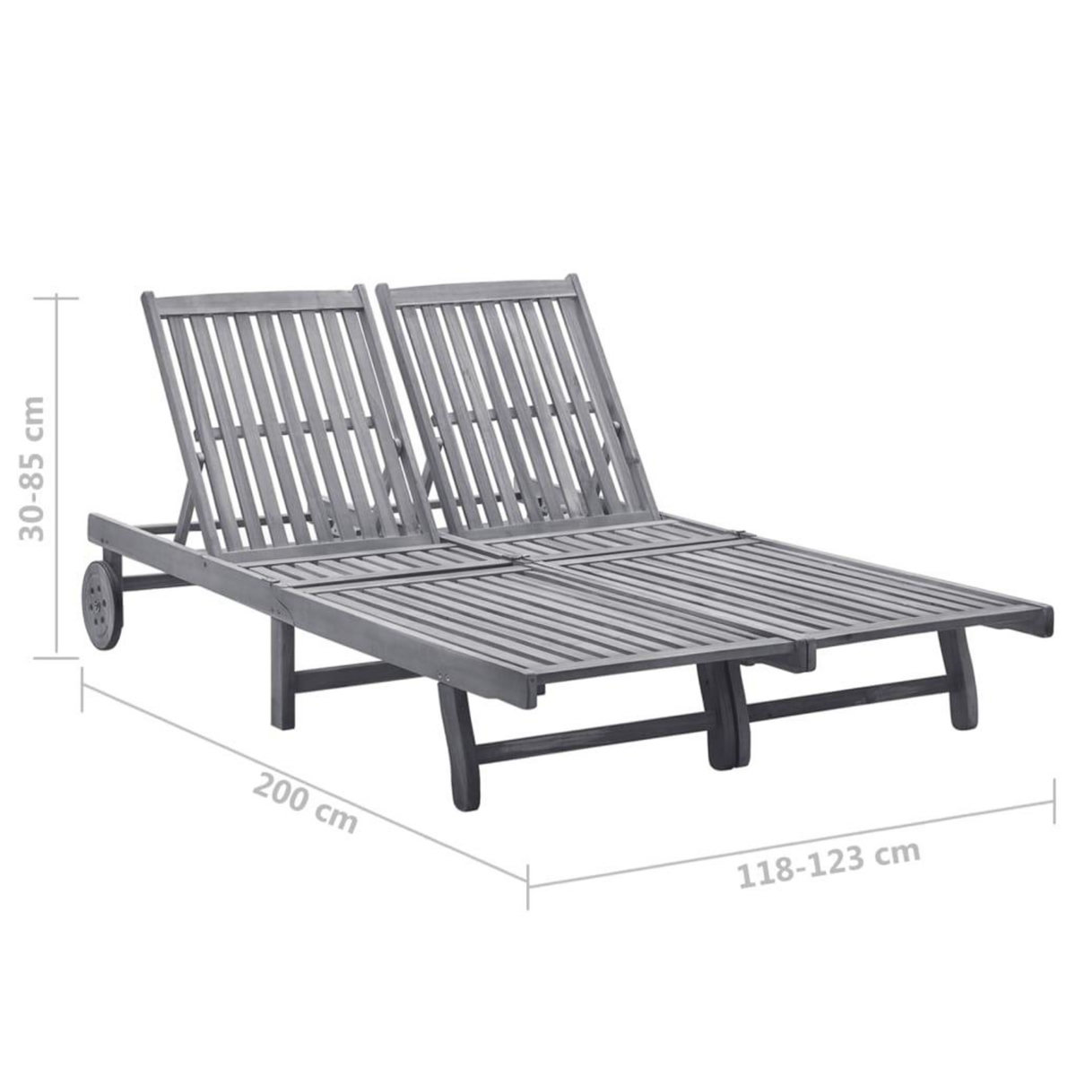 VIDAXL Chaise longue de jardin 2 places avec coussin Gris Acacia