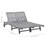 Voir la diapositive 6 : VIDAXL Chaise longue de jardin 2 places avec coussin Gris Acacia