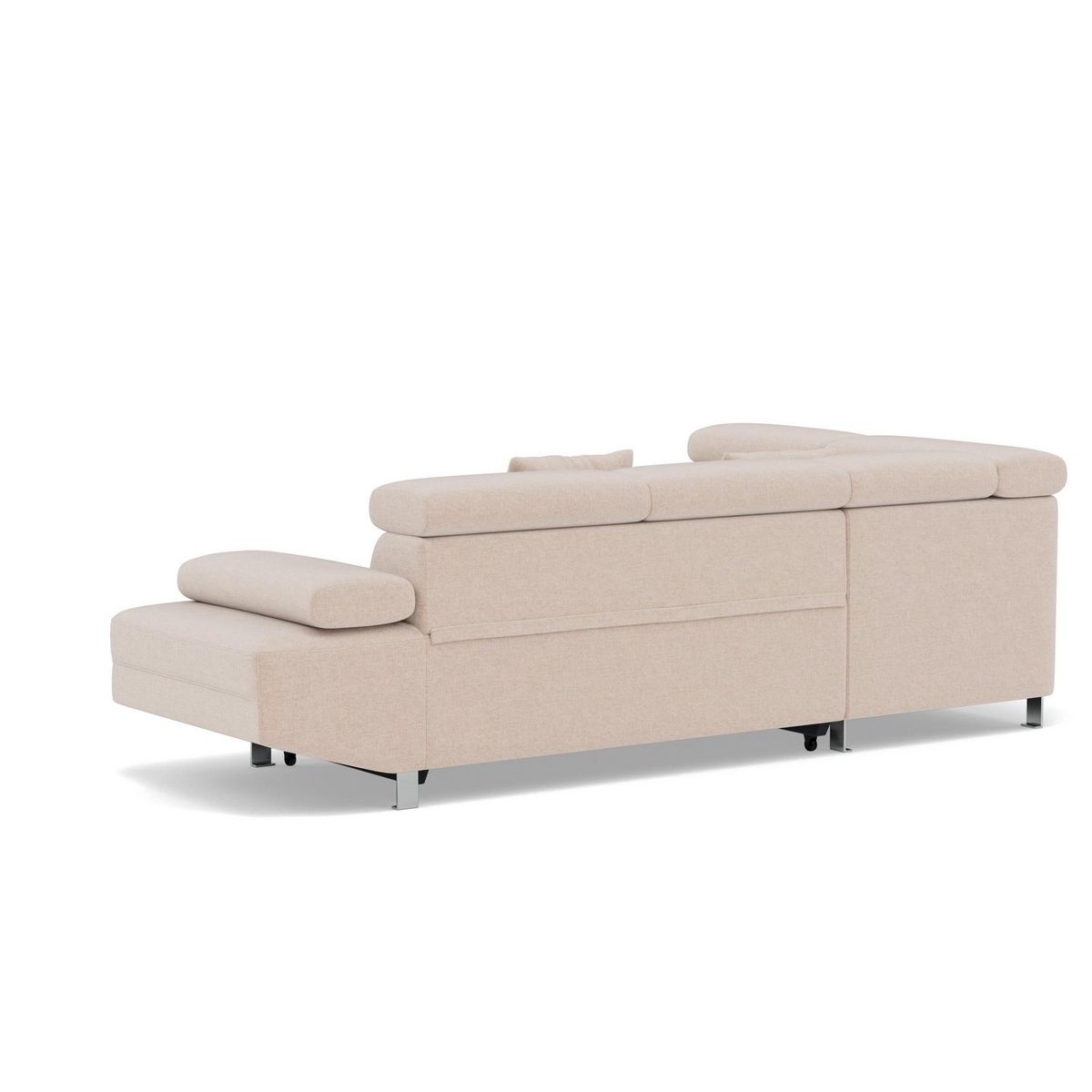 BEST MOBILIER Margaux - canapé d'angle gauche 5 places convertible avec coffre et têtières réglables en velours texturé