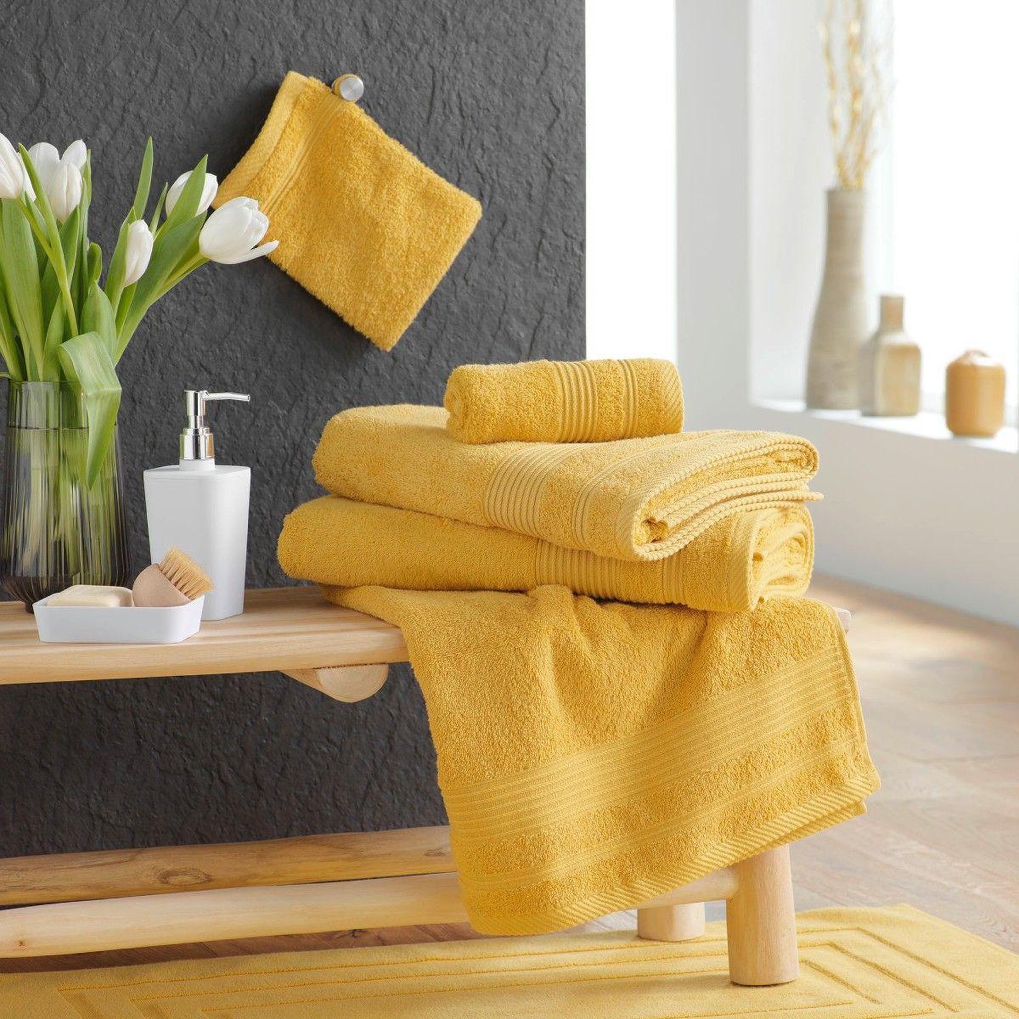 Voir la diapositive 3 : Douceur d'Intérieur Drap de douche  tendresse  70x130cm mimosa