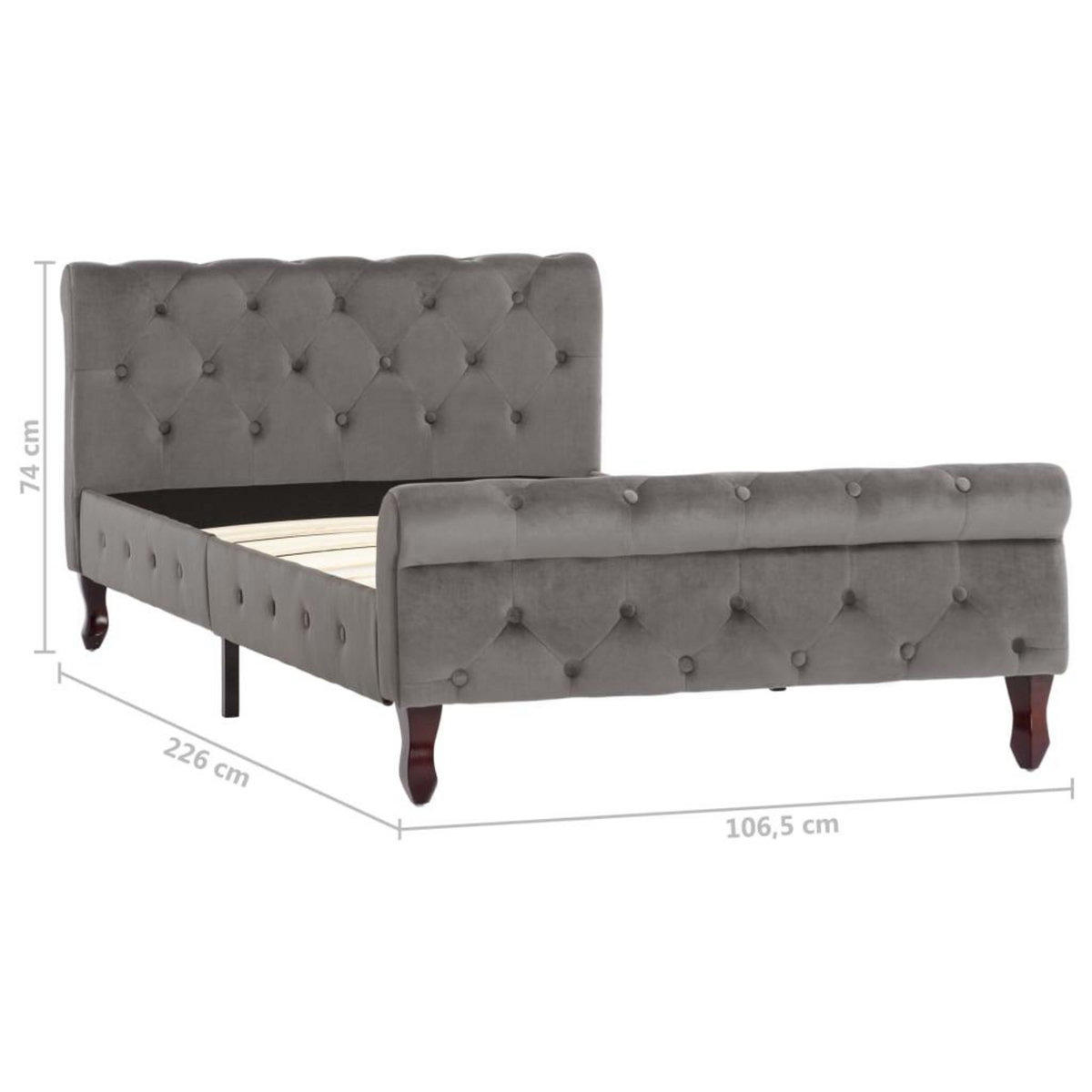 VIDAXL Cadre de lit sans matelas gris velours 100x200 cm