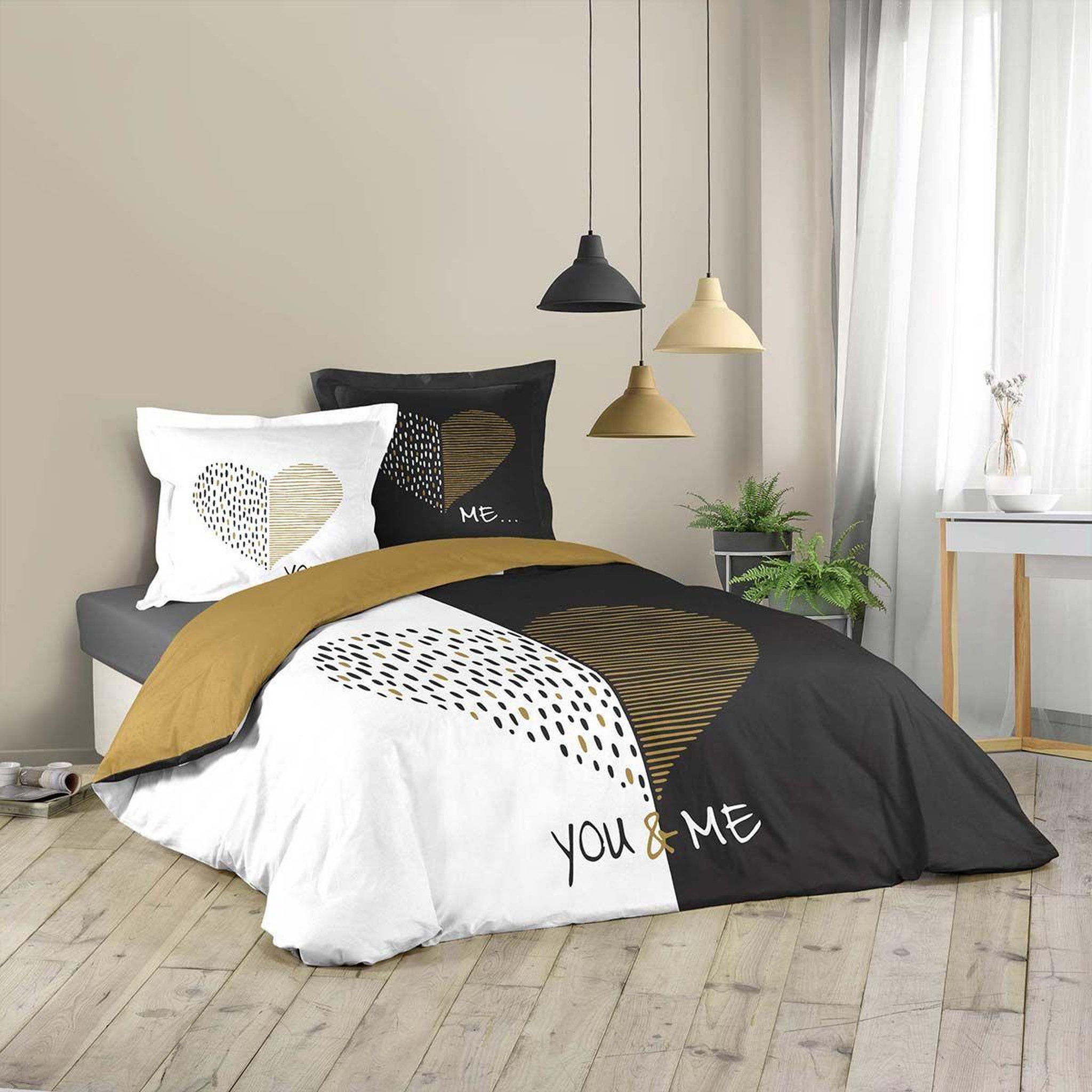Douceur d'Intérieur Parure de lit 3 pièces  miu  240x220cm blanc & noir