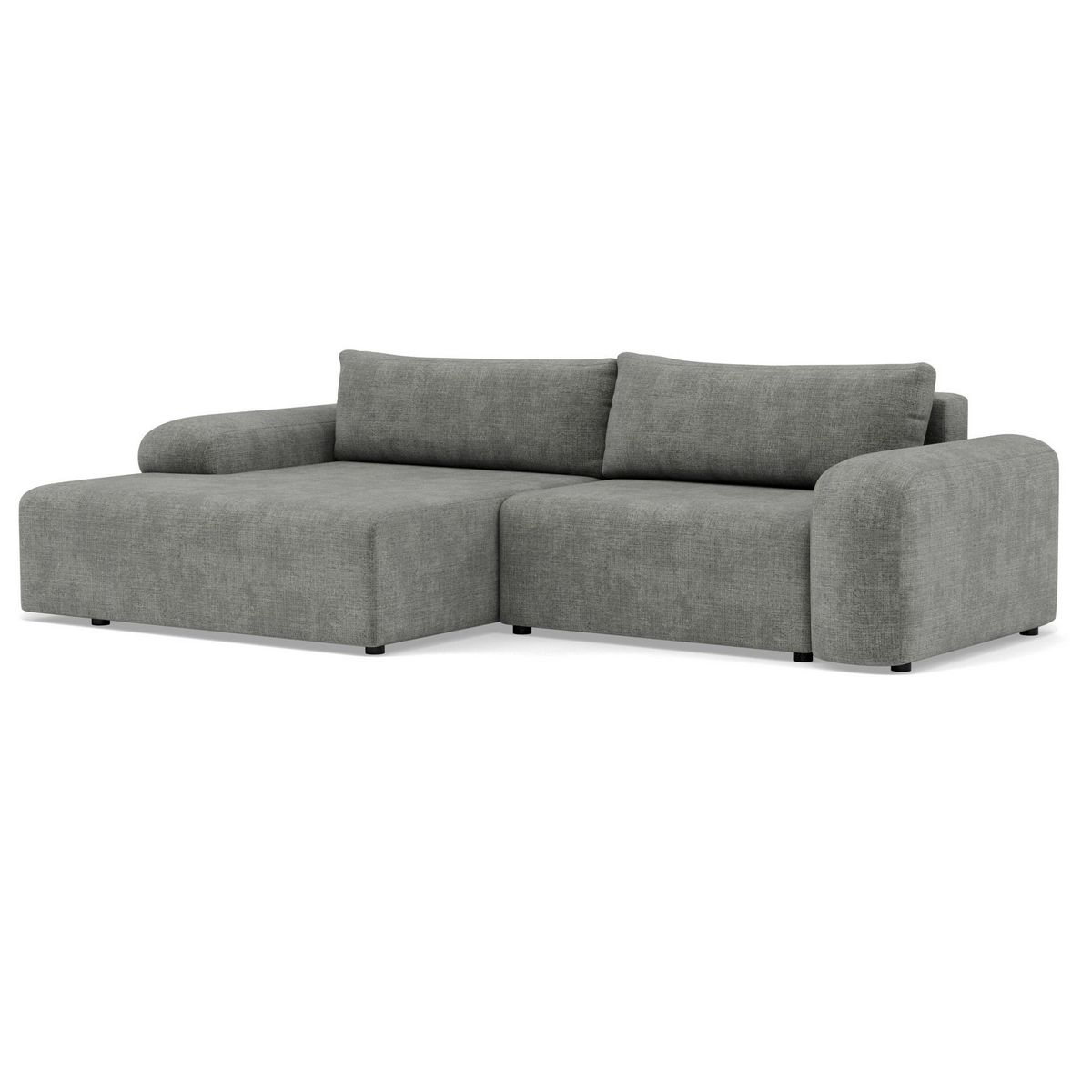 BEST MOBILIER Rebecca - canapé d'angle gauche 4 places convertible avec coffre en velours texturé