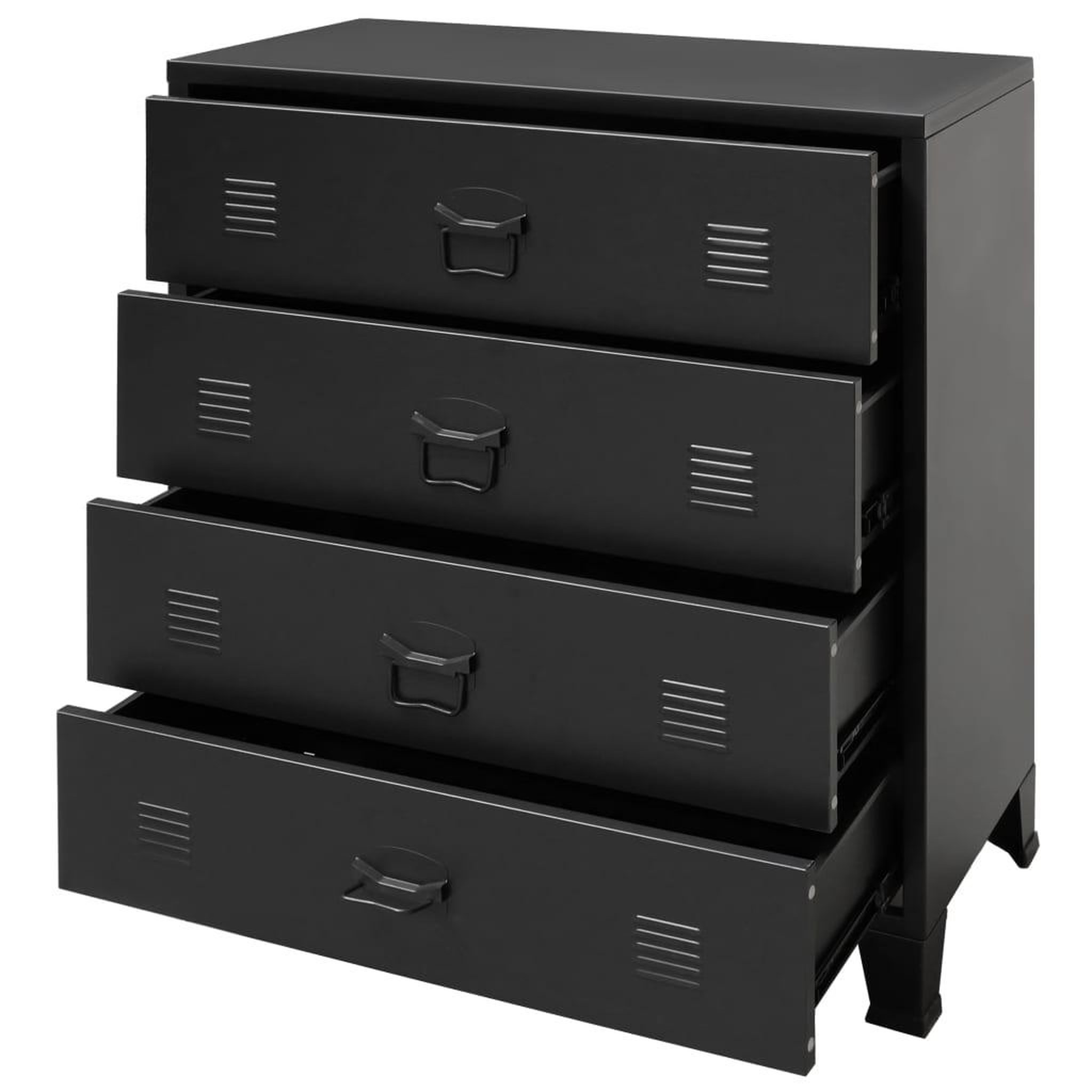 Voir la diapositive 4 : VIDAXL Commode a tiroirs Metal Style Industriel 78x40x93 cm Noir