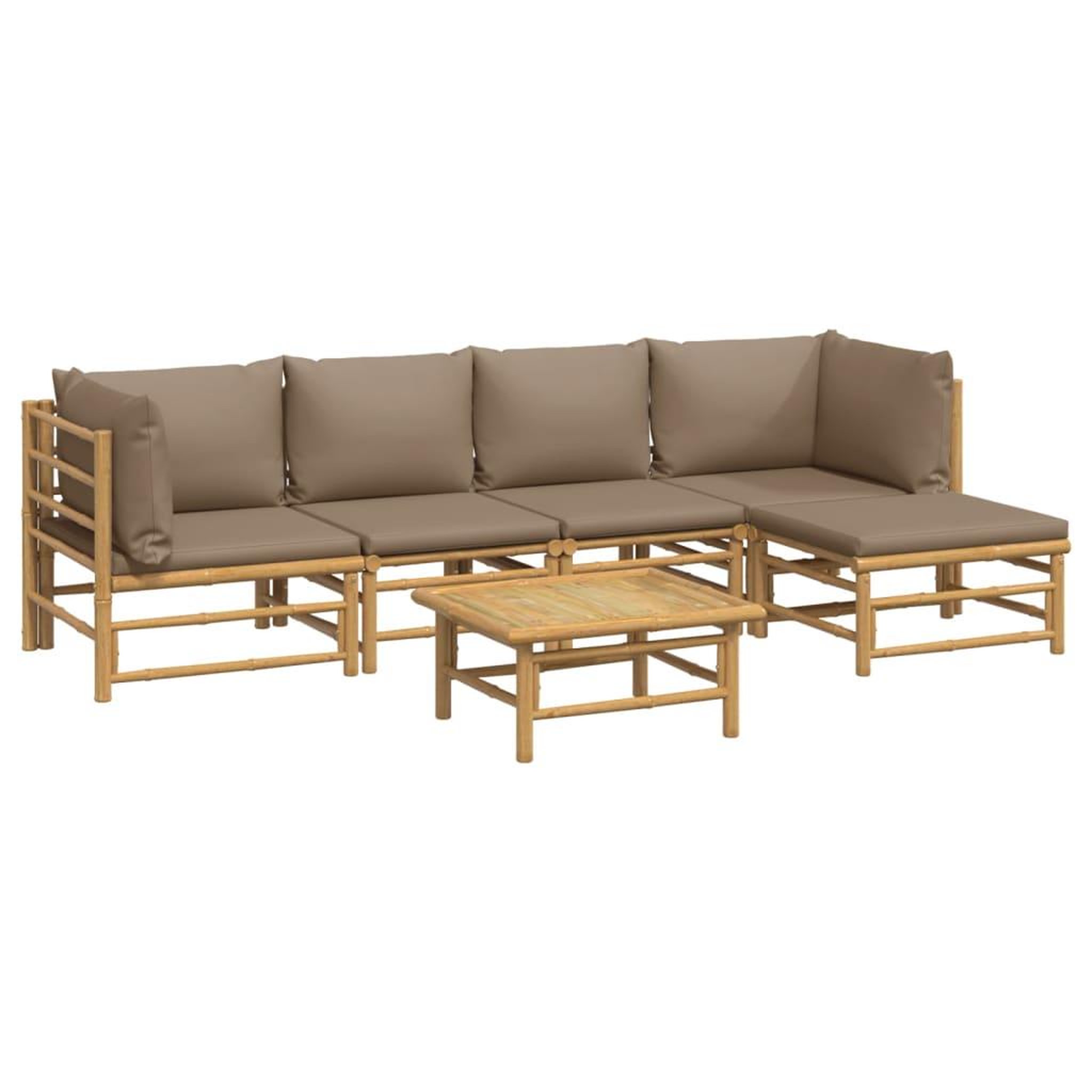 Voir la diapositive 3 : VIDAXL Salon de jardin 6 pcs avec coussins taupe bambou