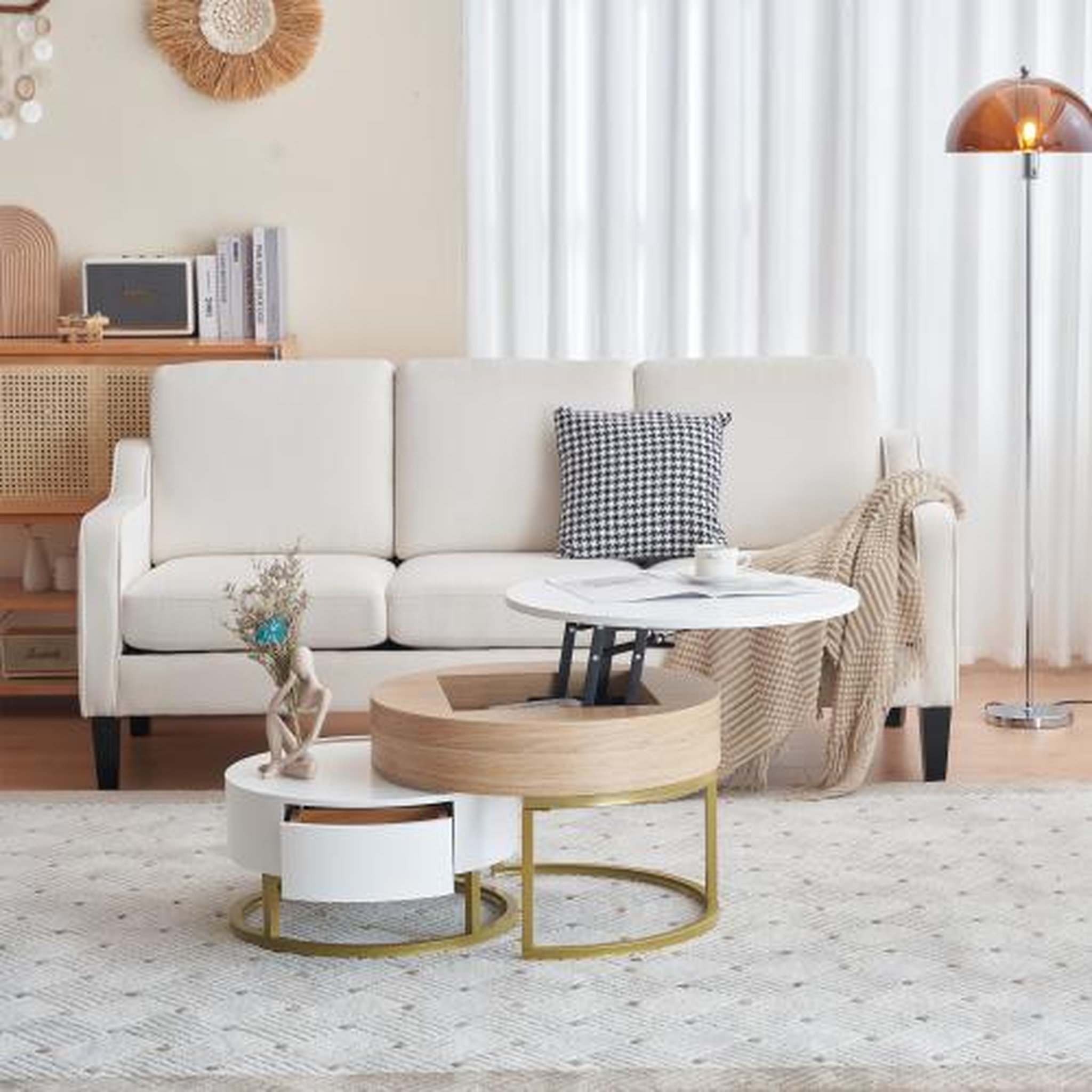 Voir la diapositive 5 : MERAX Table basse gigogne ronde blanc - 70x70 cm mdf