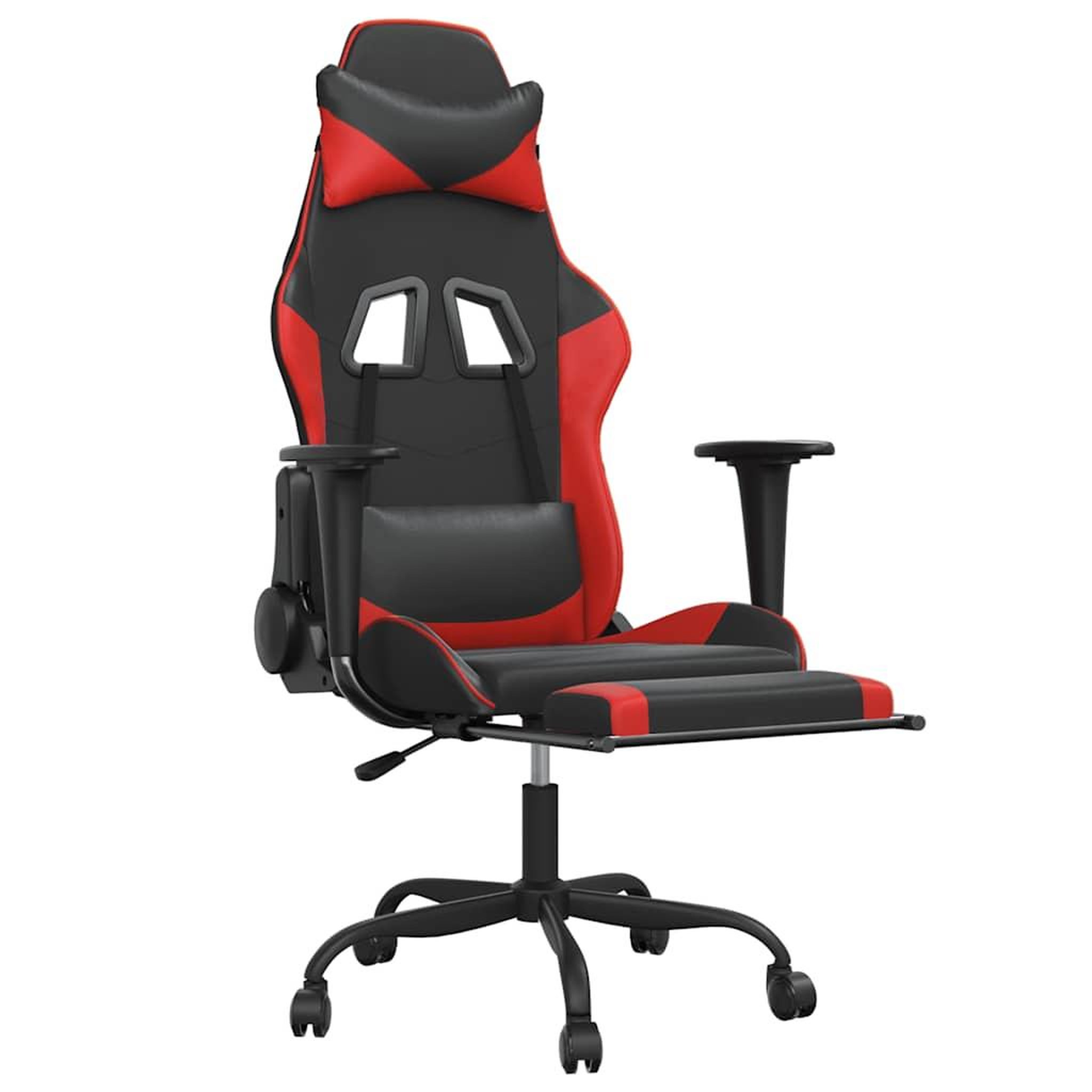 Voir la diapositive 3 : VIDAXL Chaise de jeu de massage avec repose-pied Noir&Rouge Similicuir