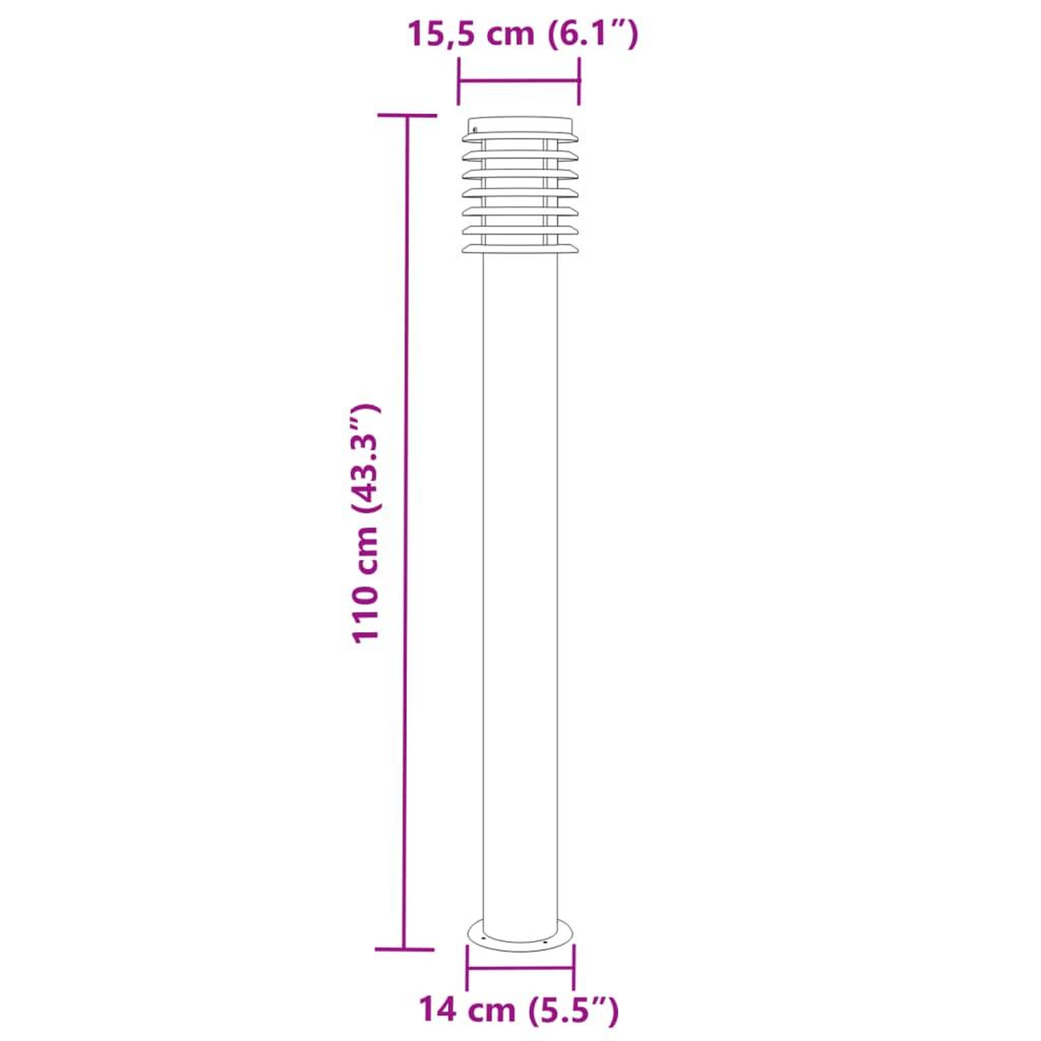 Voir la diapositive 6 : VIDAXL Lampadaire d'exterieur noir 110 cm acier inoxydable