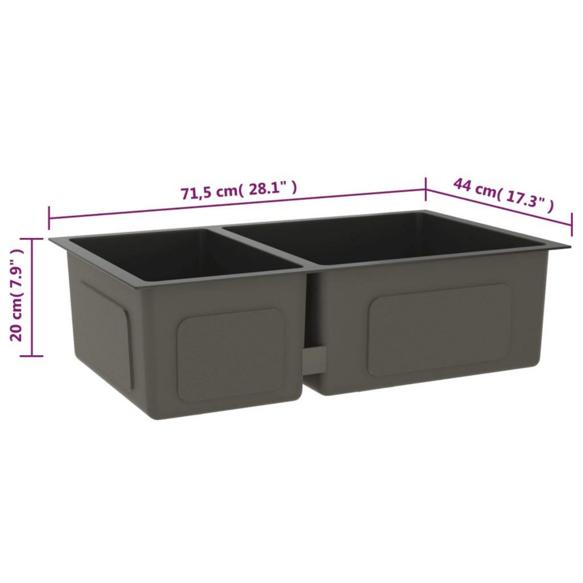 VIDAXL Evier de cuisine Noir Acier inoxydable