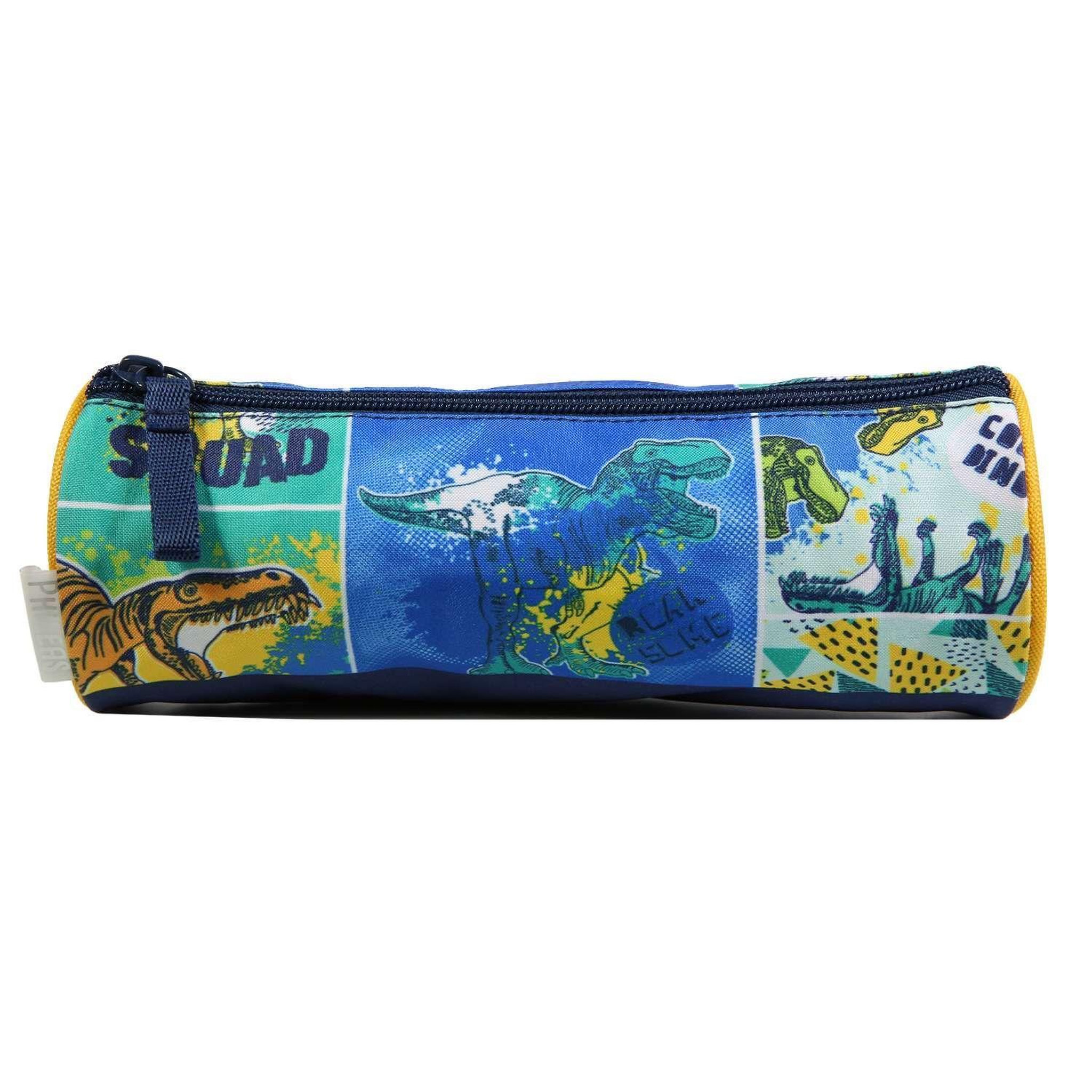 Bagtrotter BAGTROTTER Trousse scolaire ronde Phileas Bleue Dinosaure